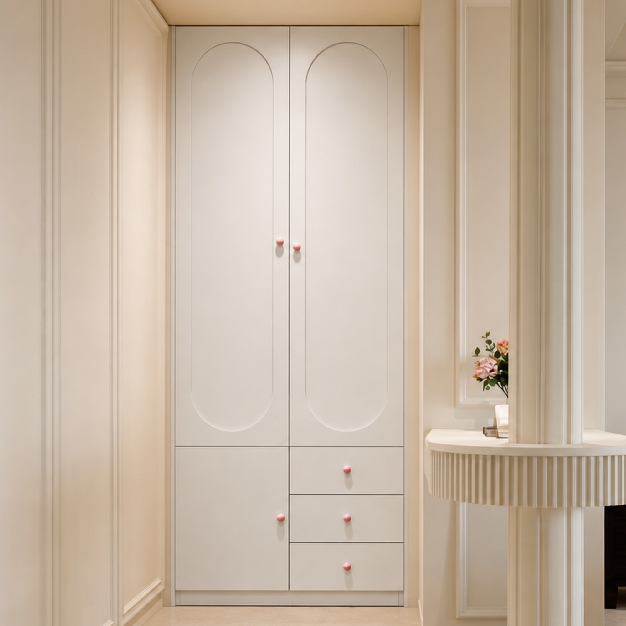 Détails de l'armoire avec rangement intérieur