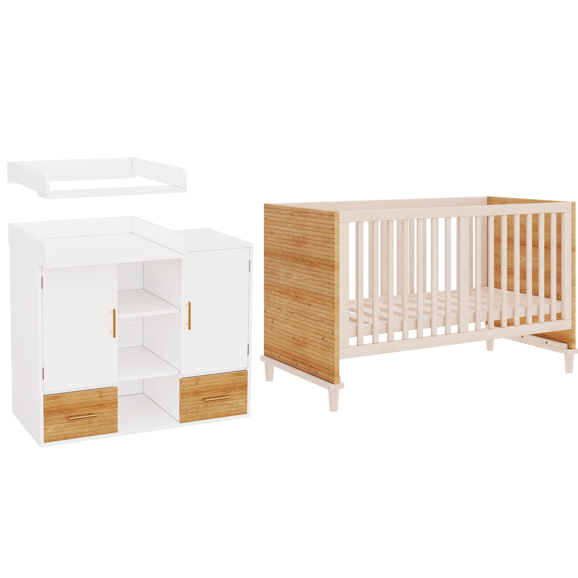 Meuble enfant, 114 x 53 x 92 cm, bois massif, bois naturel - vue 4