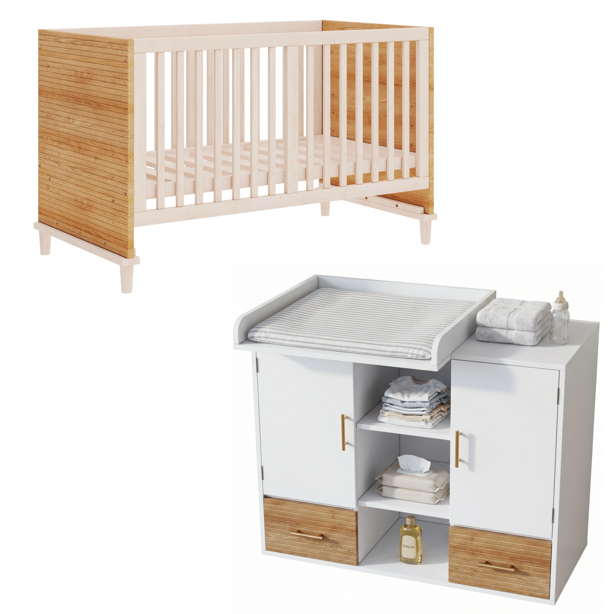 Meuble enfant, 114 x 53 x 92 cm, bois massif, bois naturel - vue 5