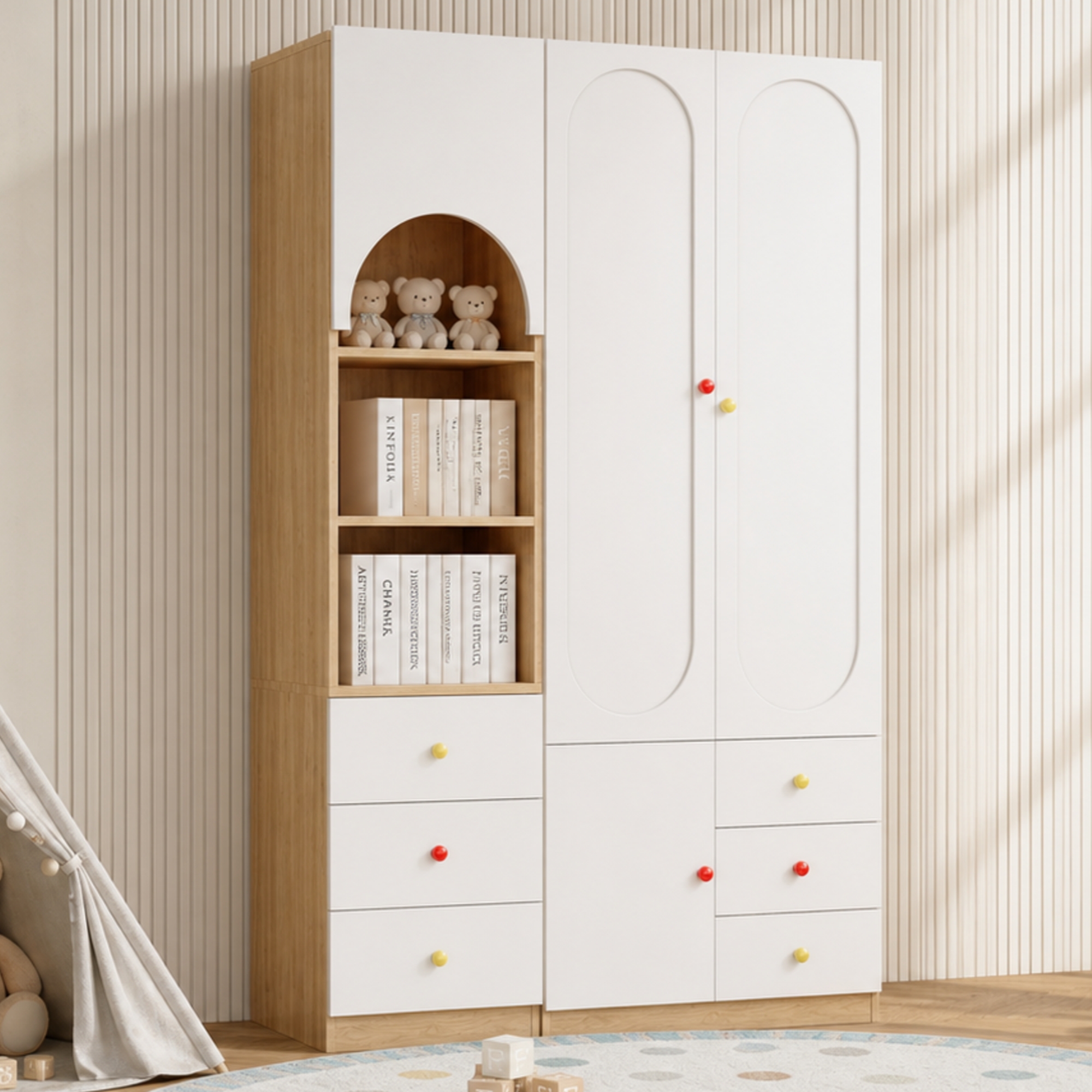 Ensemble armoire et étagère de rangement
