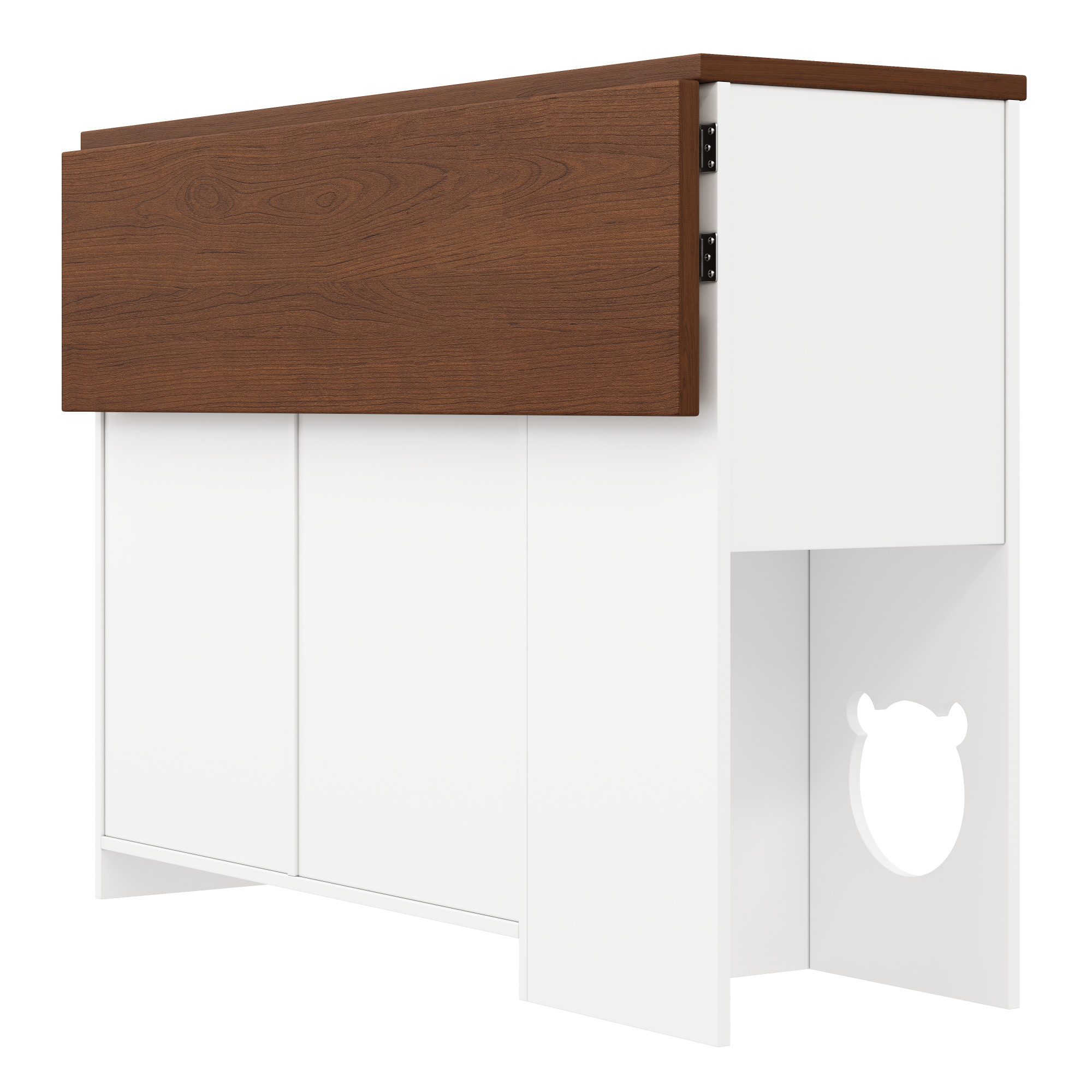 Buffet de cuisine multifonction avec espace interactif pour chat, étagères coulissantes, plan de travail extensible 40-70 cm, pour cuisine, organise épices et vaisselle, trou pour chat, espace repas chat, design créatif - image 11