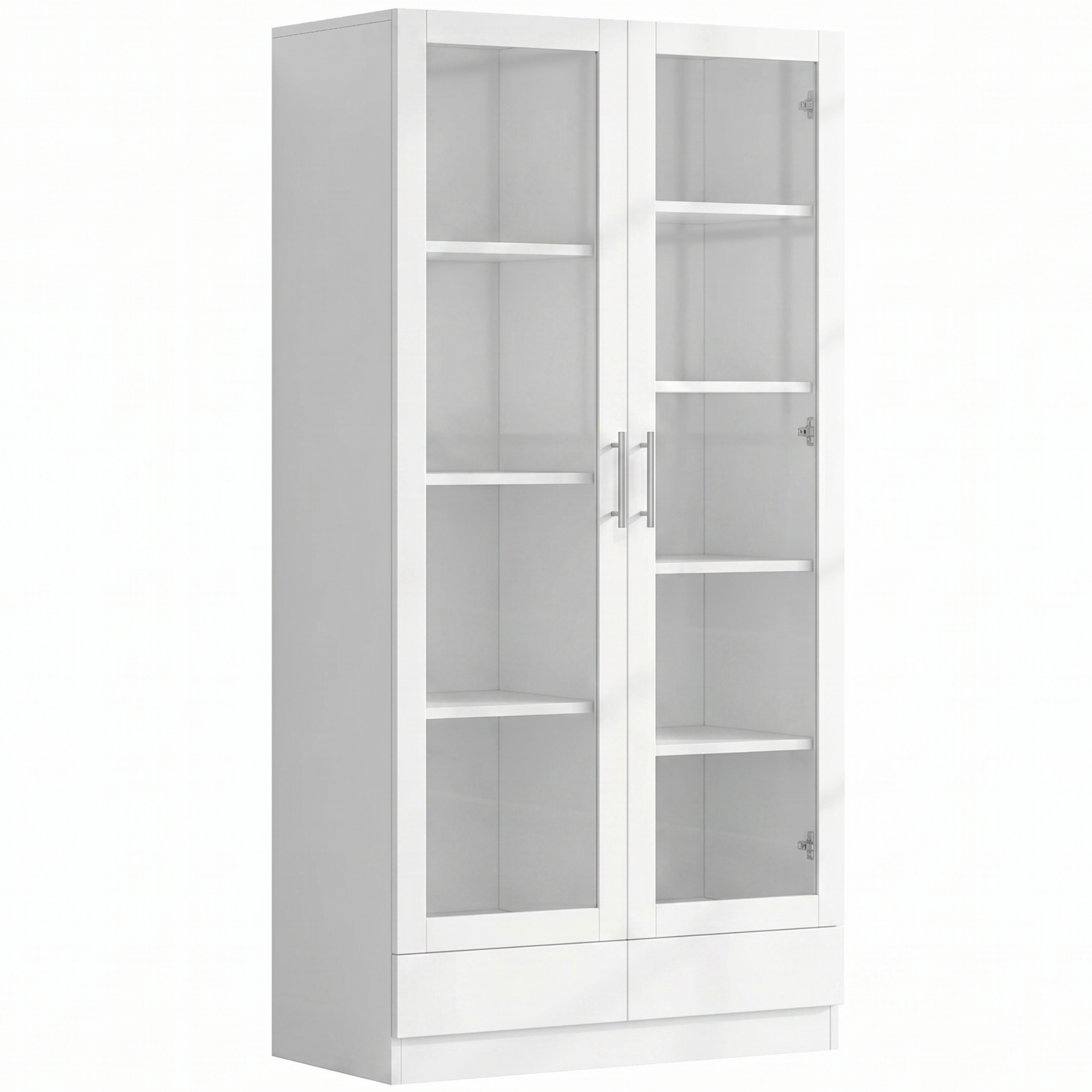 Vitrine blanche de rangement 80x40x160 cm avec verre et 2 tiroirs