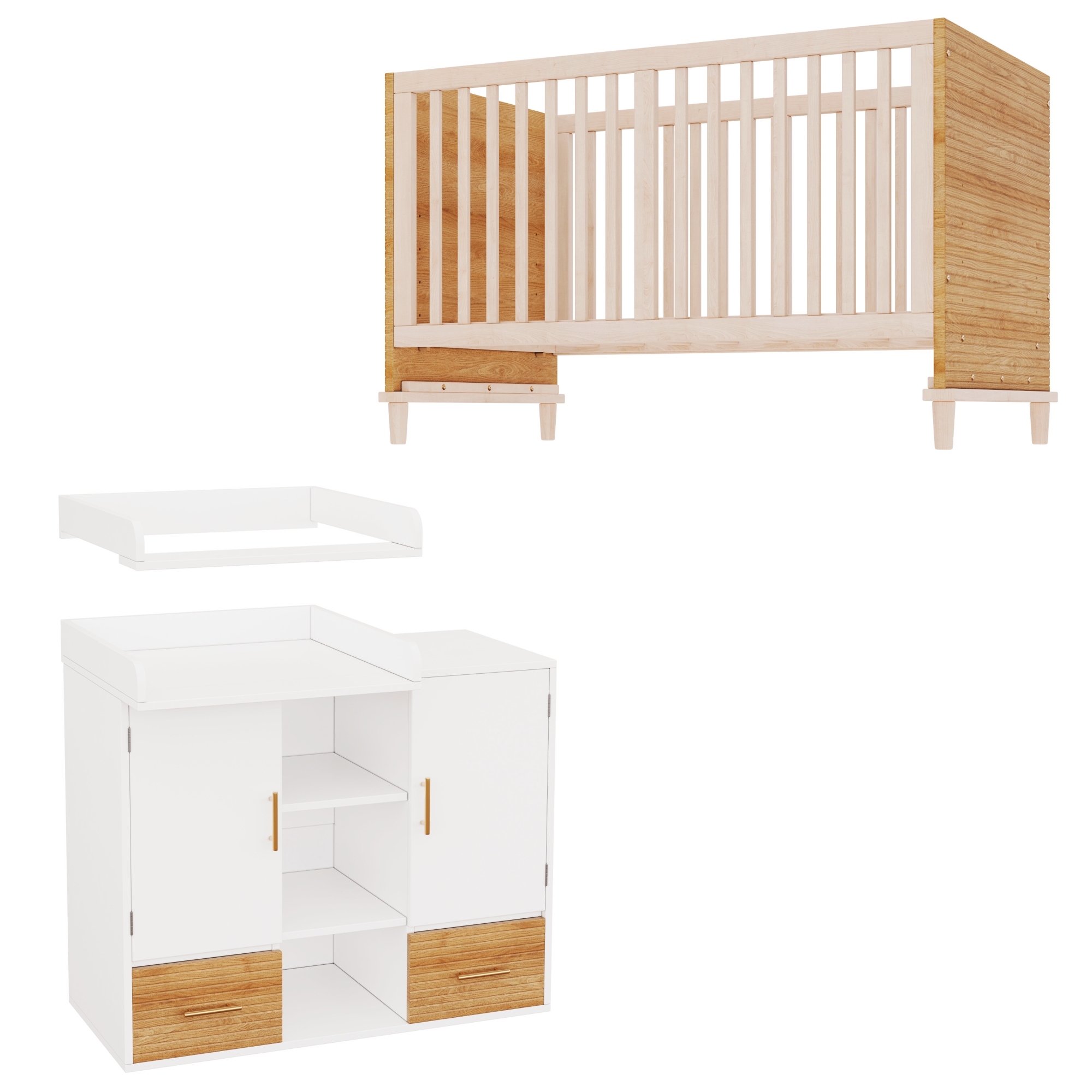 Meuble enfant, 114 x 53 x 92 cm, bois massif, bois naturel - vue 6