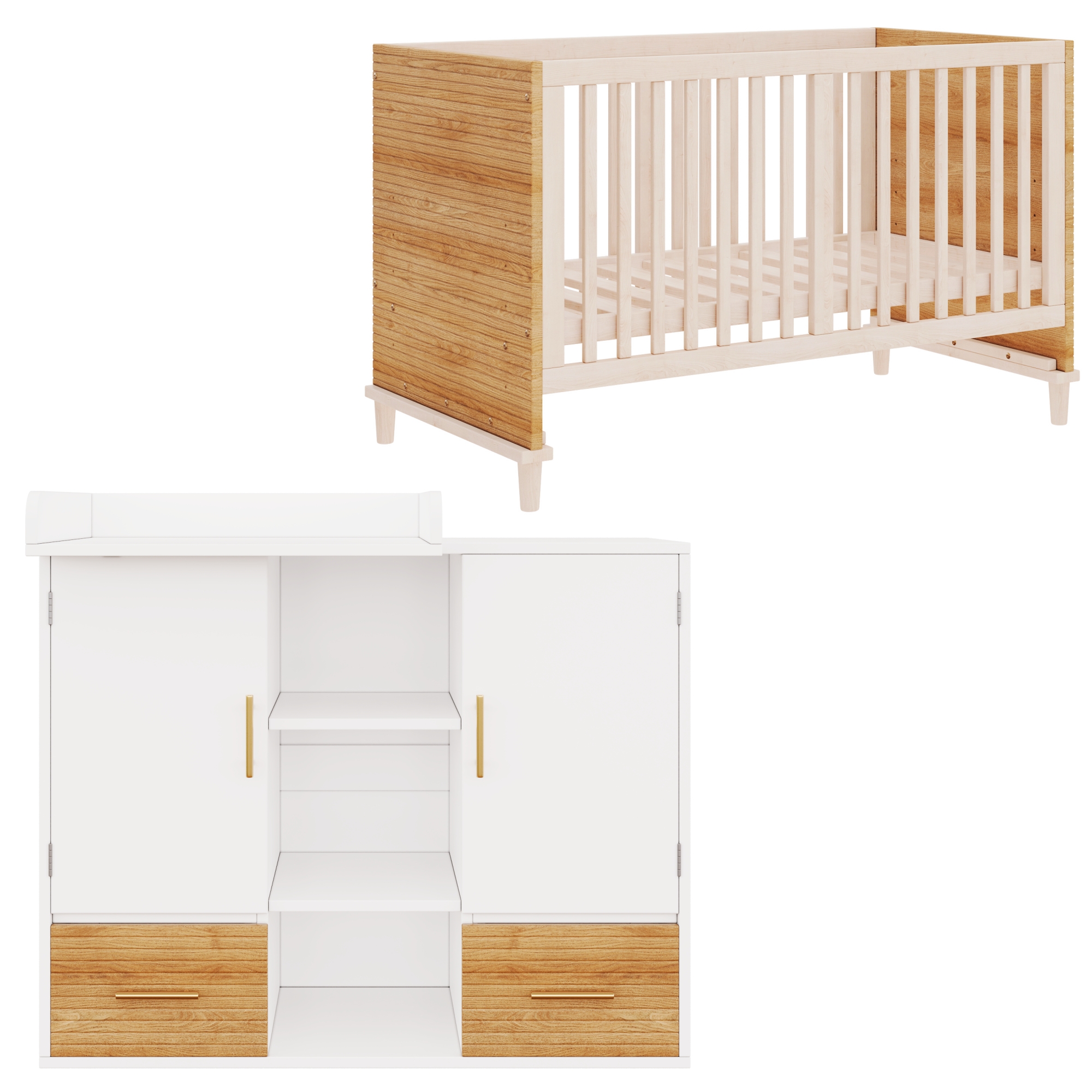 Meuble enfant, 114 x 53 x 92 cm, bois massif, bois naturel - vue 8