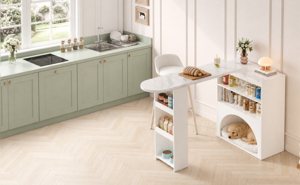 déployée comme table à manger pour 2‑4 personnes