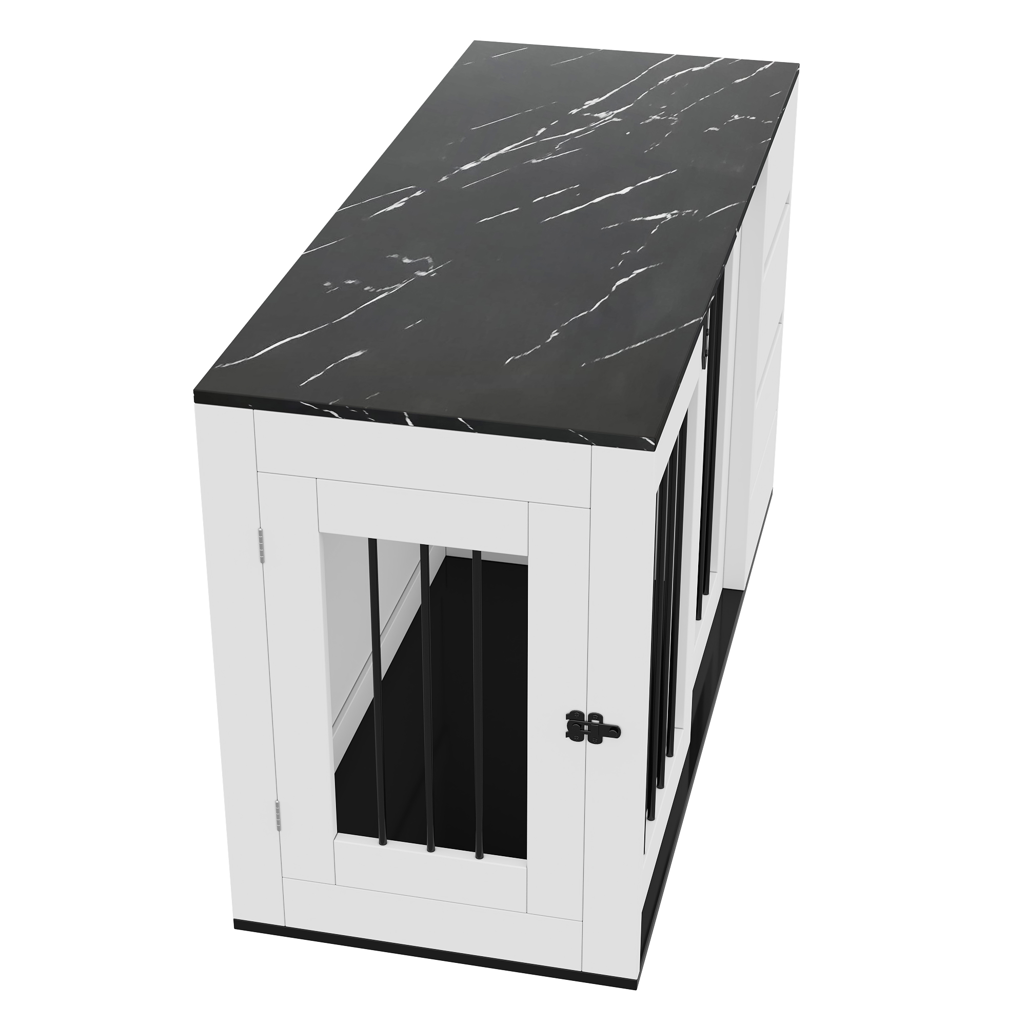 Meuble pour animal, 140 x 60 x 87 cm, métal et bois, noir - vue 8