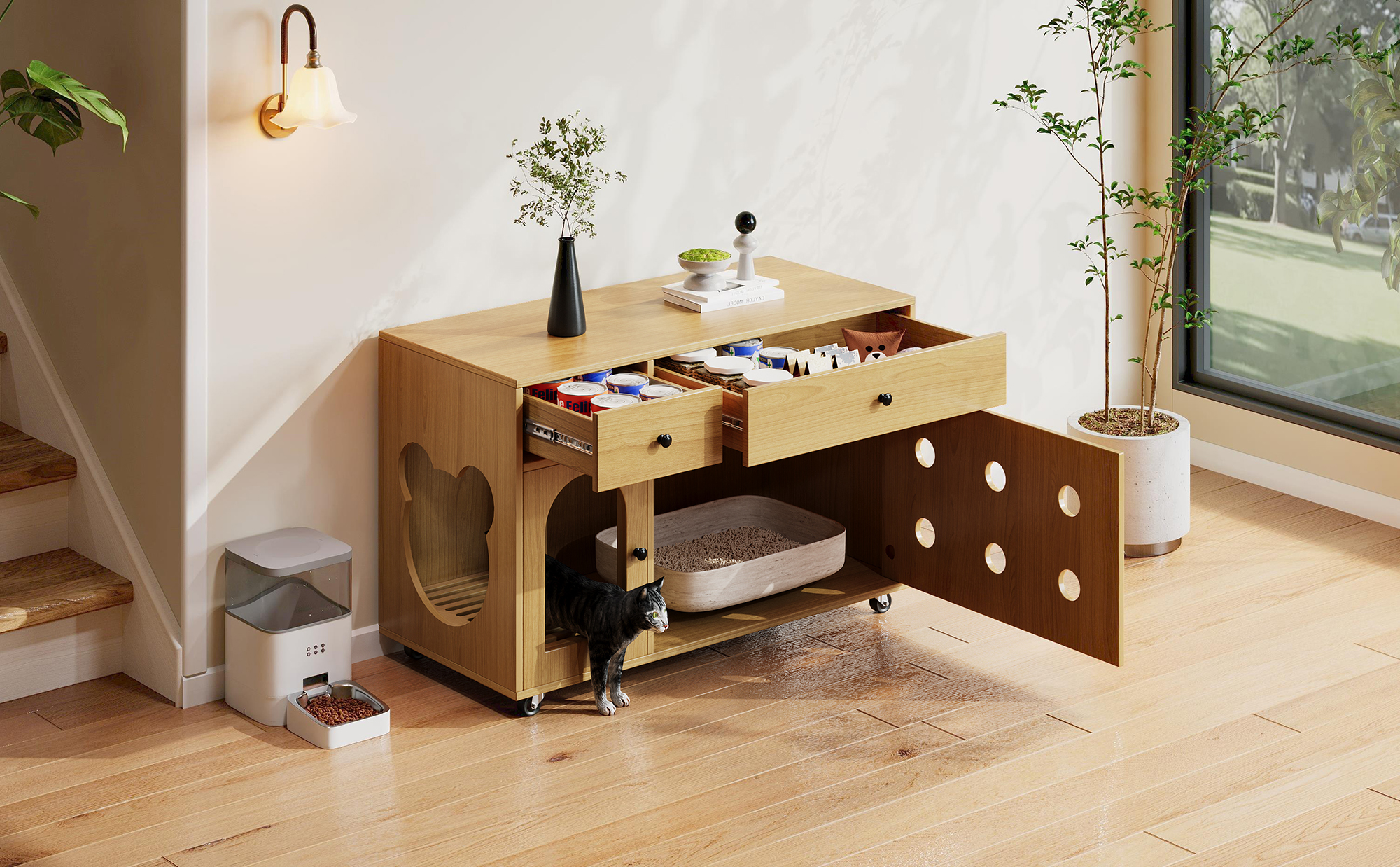 Meuble installé près fenêtre déco moderne
