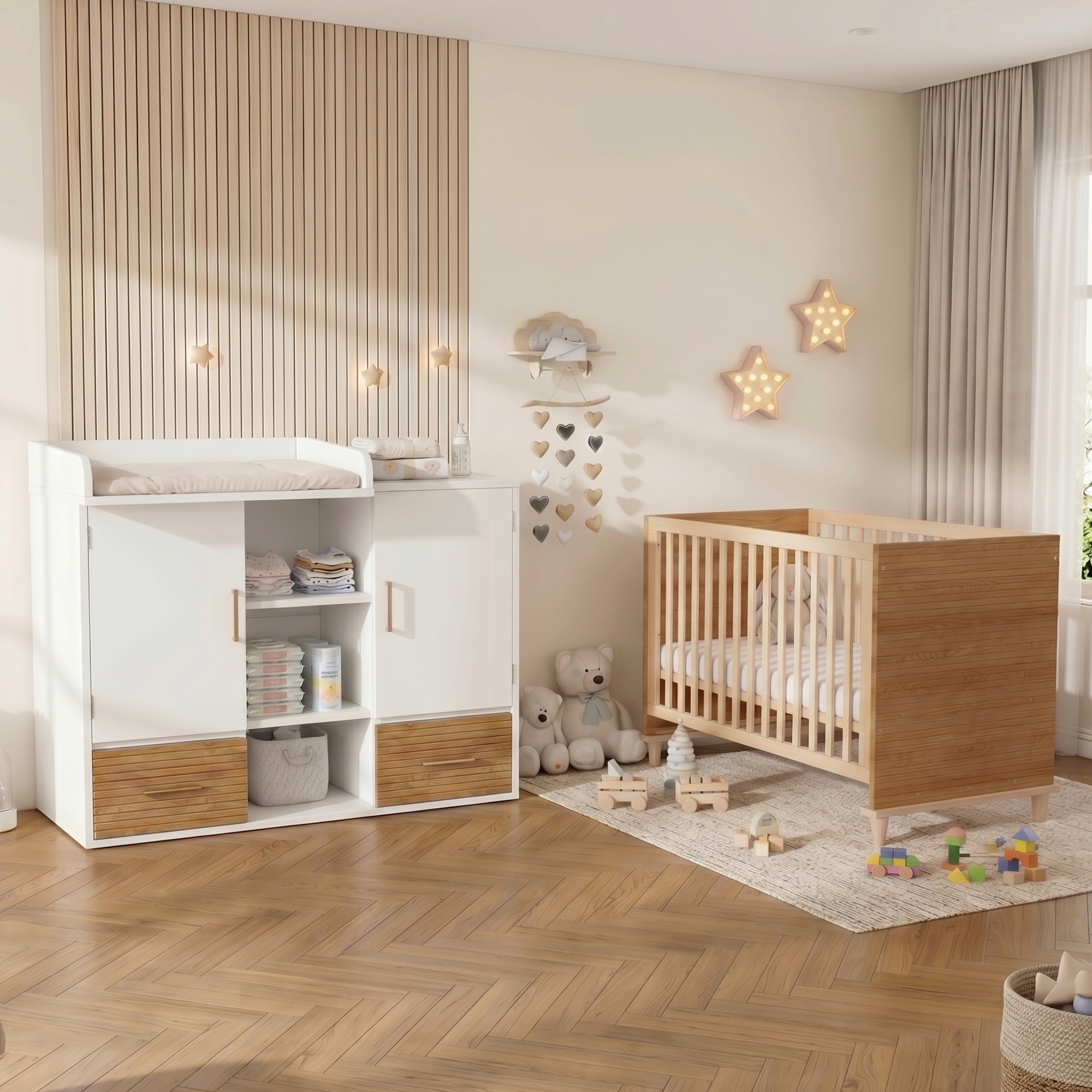 Meuble enfant, 114 x 53 x 92 cm, bois massif, bois naturel - vue 3
