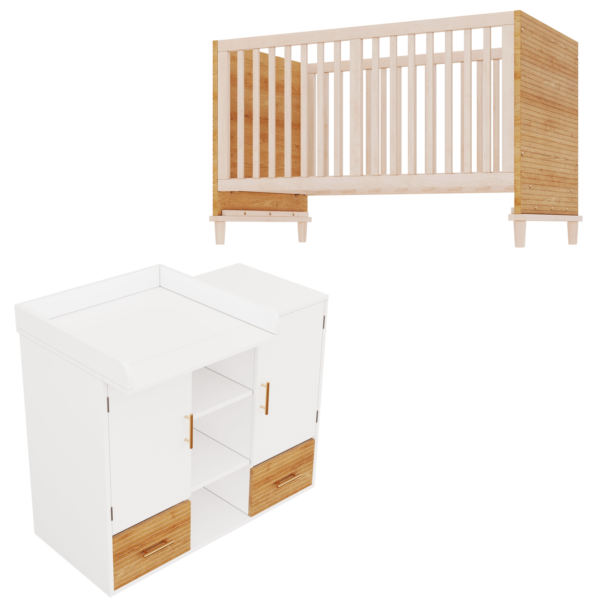 Meuble enfant, 114 x 53 x 92 cm, bois massif, bois naturel - vue 7