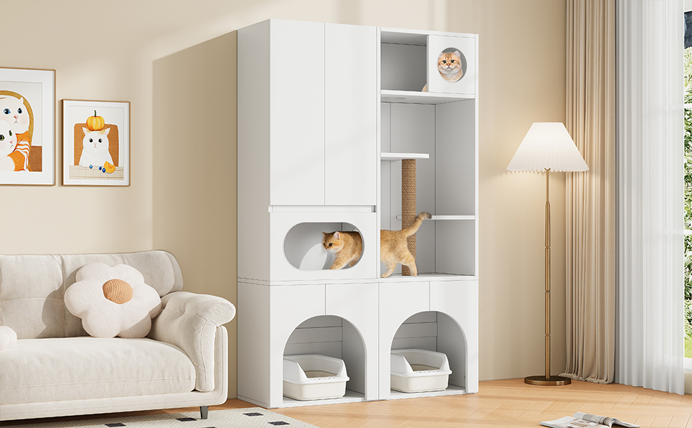 Meuble avec bac à litière installé