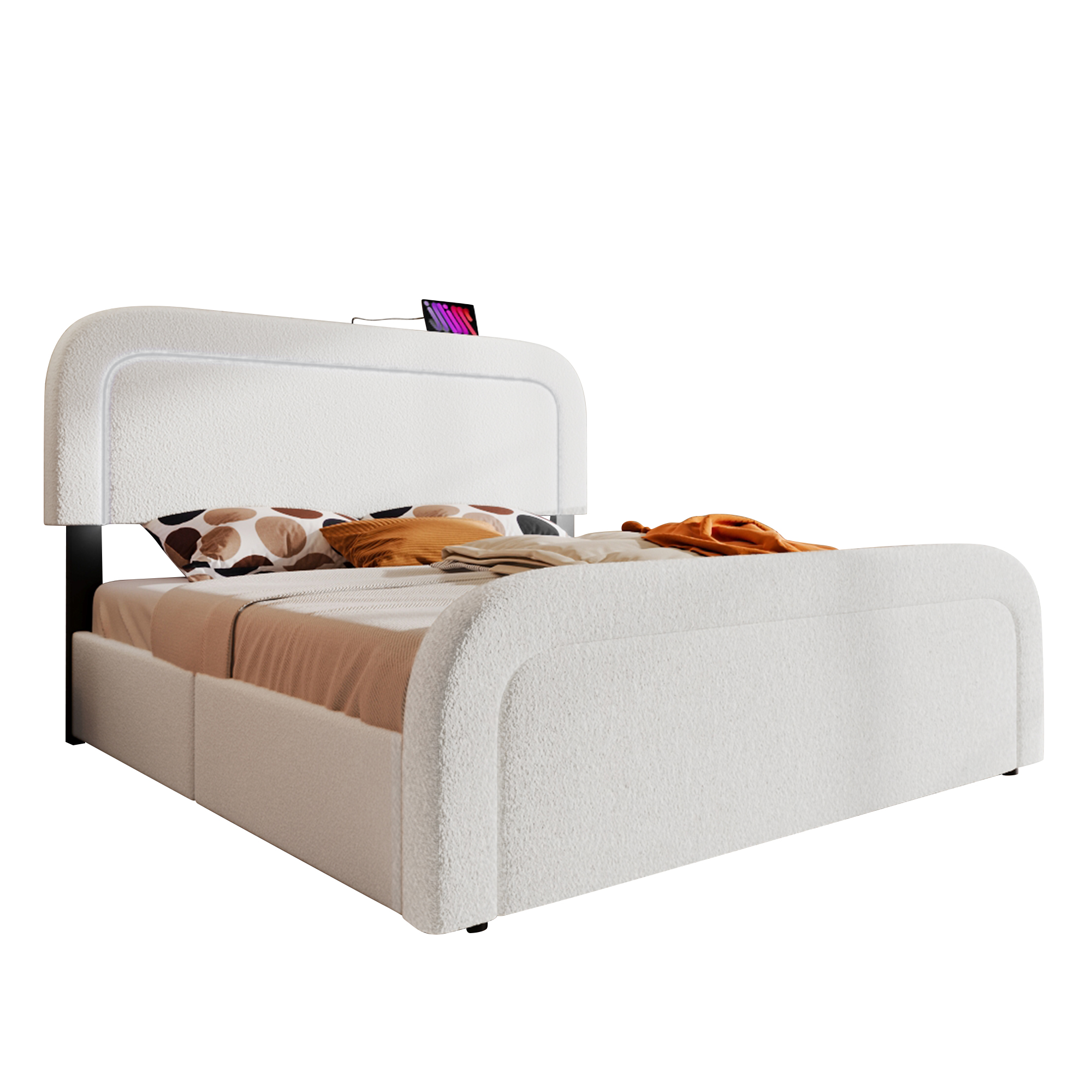 (=AB20044647W)Bettgestell mit USB Typ C Ladefunkti