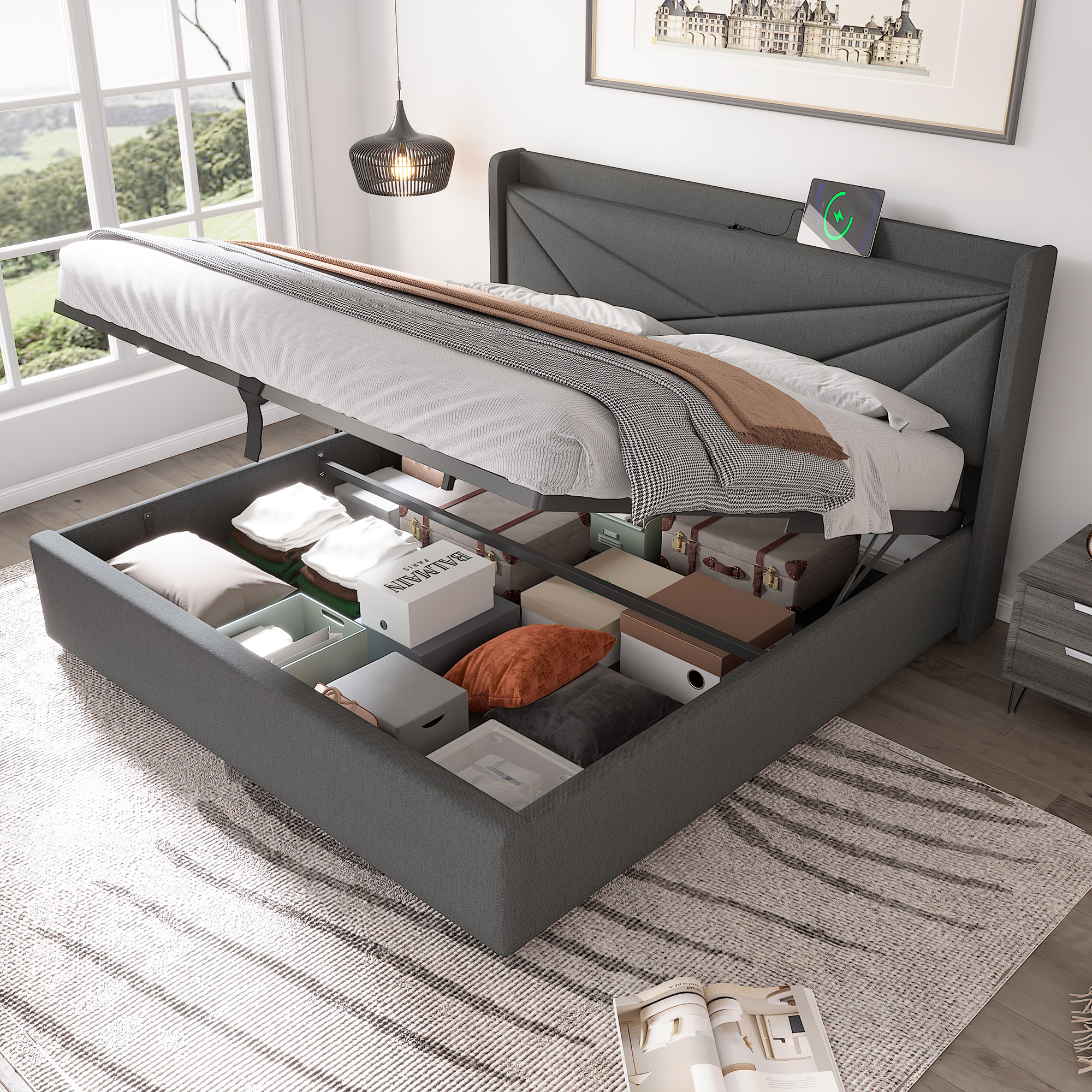 (=821415AAG)Polsterbett Doppelbett Stauraum Bettka