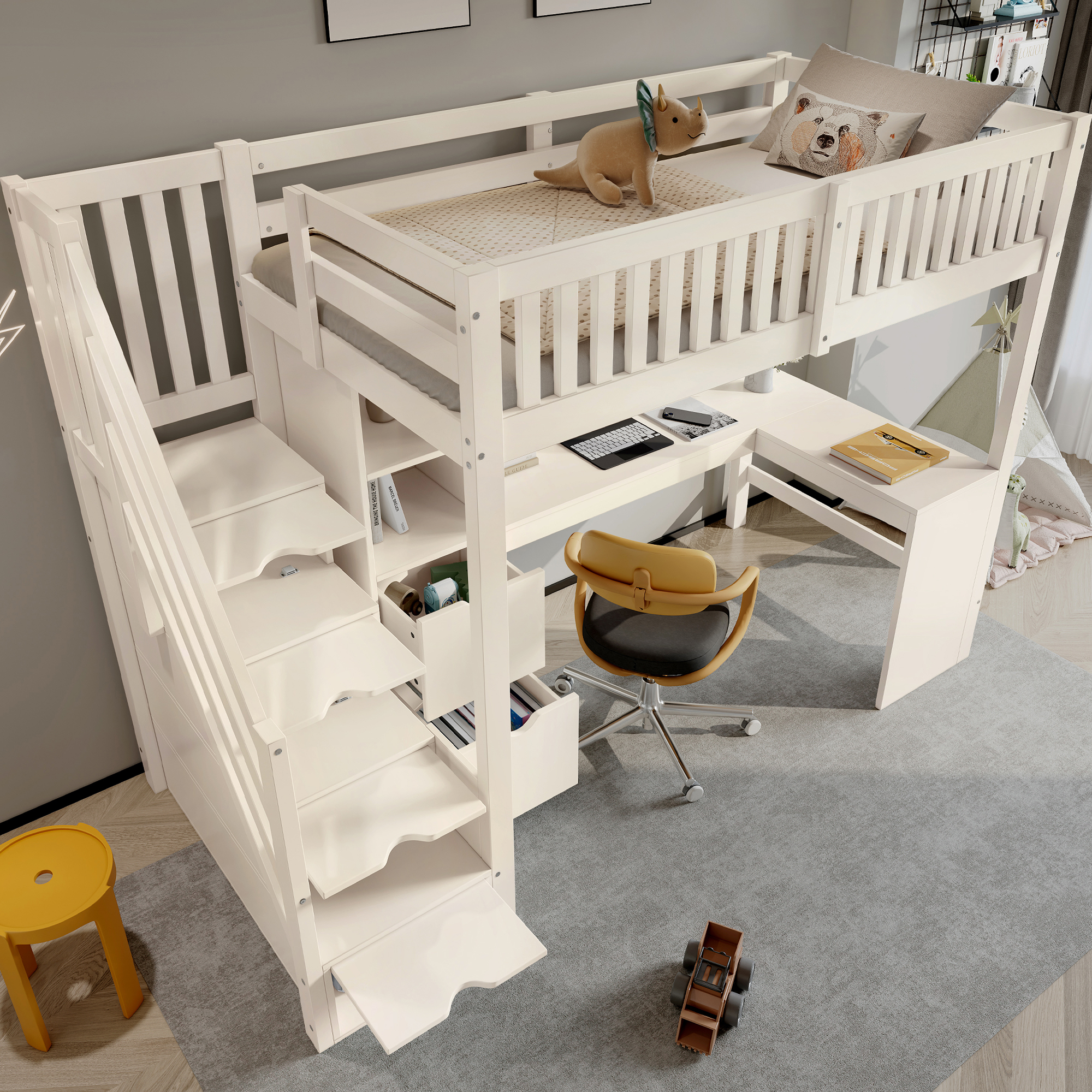 Lit mezzanine 90x200 cm blanc