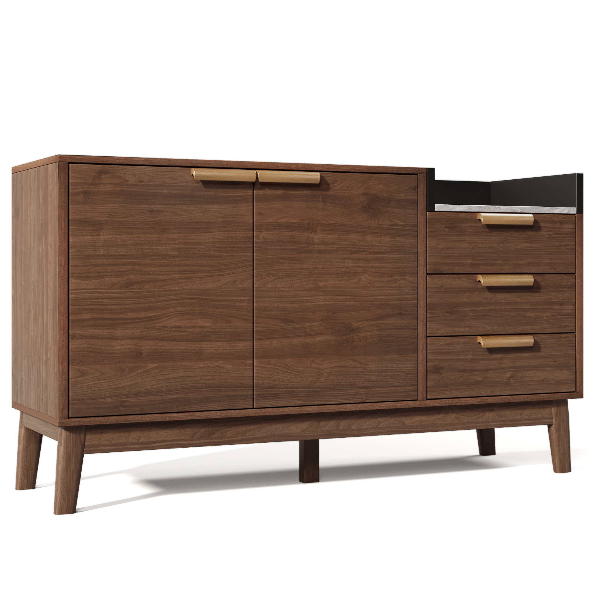 Meuble de rangement, hauteur réglable, avec tiroirs, 120 x 40 x 77 cm, bois massif, chêne - vue 4