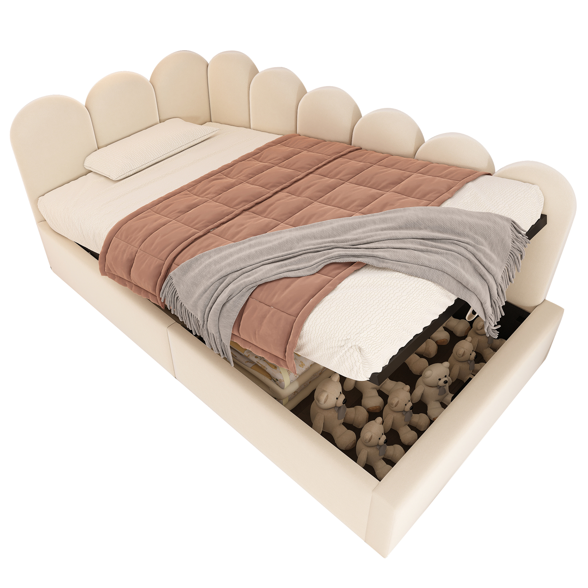 Banquette lit velours beige design