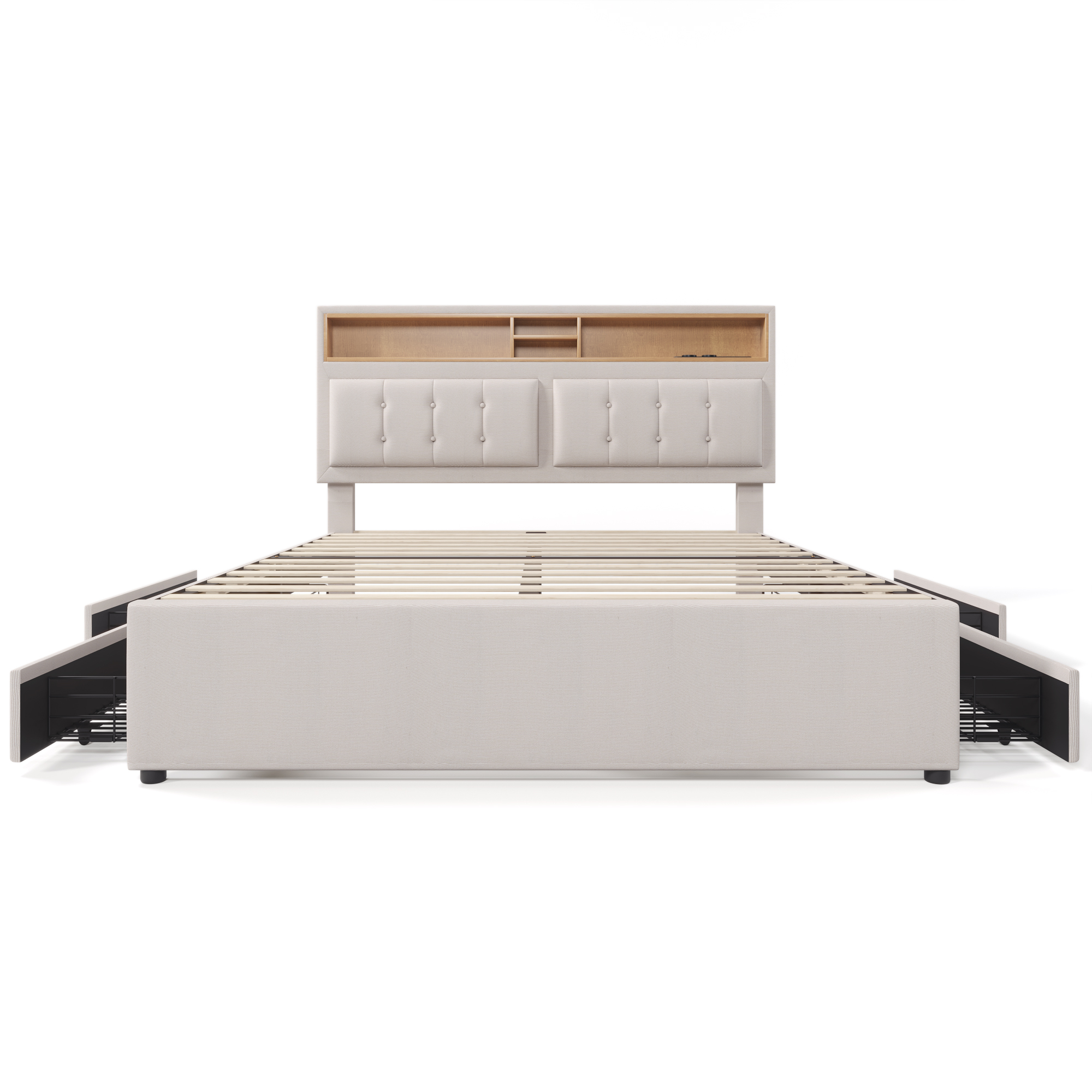 Doppelbett mit  4 Schubladen& USB C Steckdose, Pol