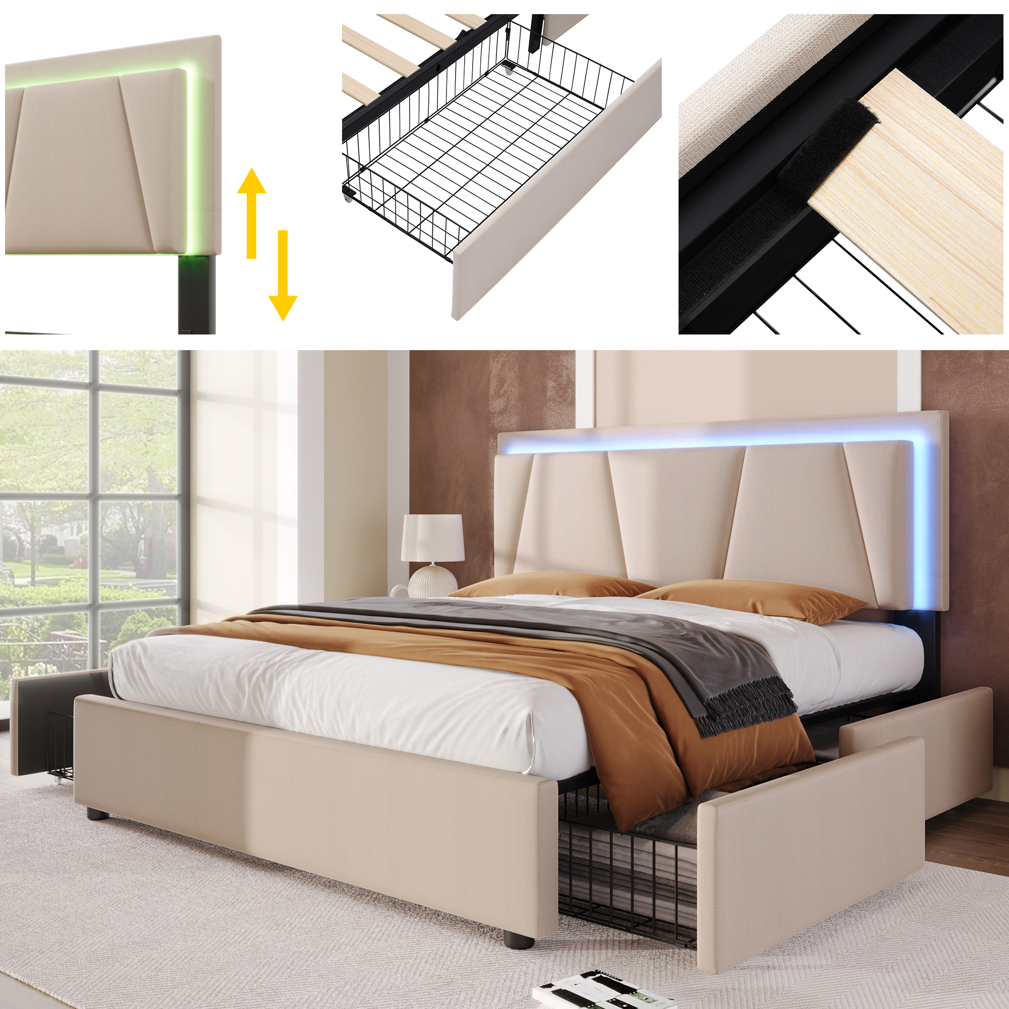 Détail du lit rembourré