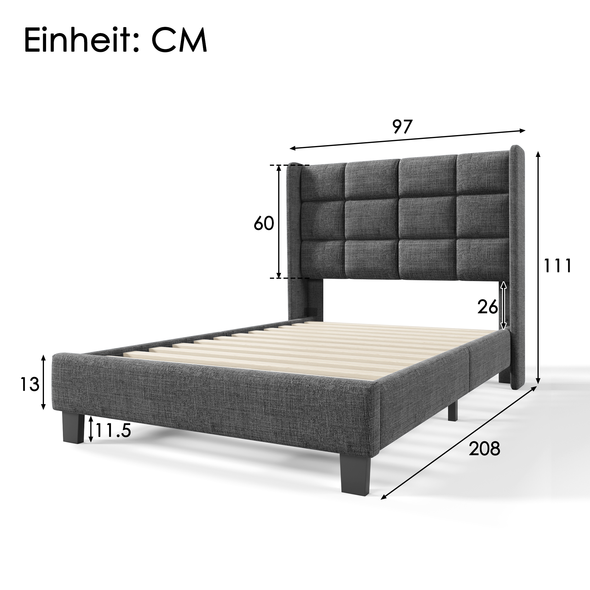 Modernes Design Polsterbett Mit seinem gepolsterte