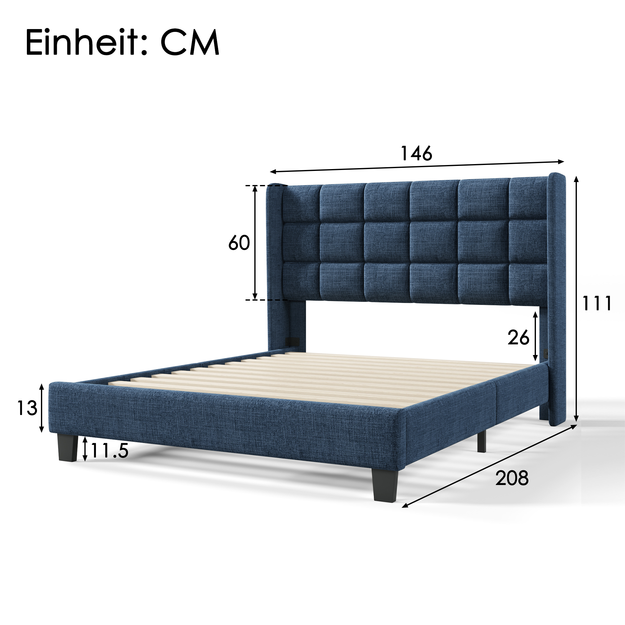 Polsterbett Mit seinem gepolstertes Kopfteil Doppe