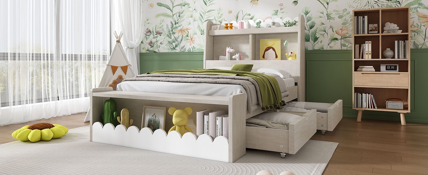 Détail du lit avec rangement
