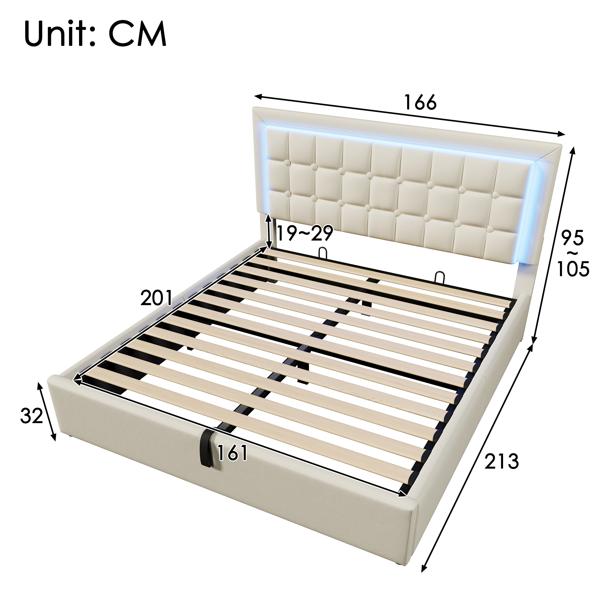 Lit 160 x 200 cm avec structure fonctionnelle blanc - points forts 1