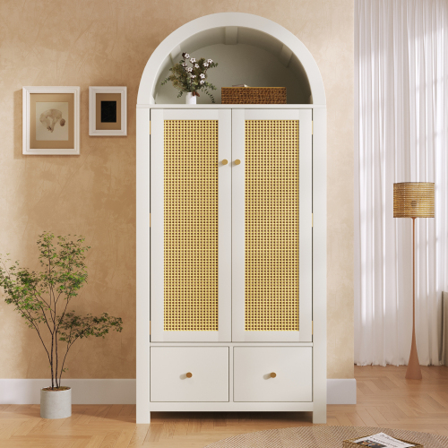 Détails de l’armoire blanche avec tiroirs et fixation anti-basculement