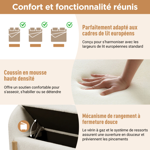 Ouverture avec vérin à gaz et fermeture douce de la banquette coffre