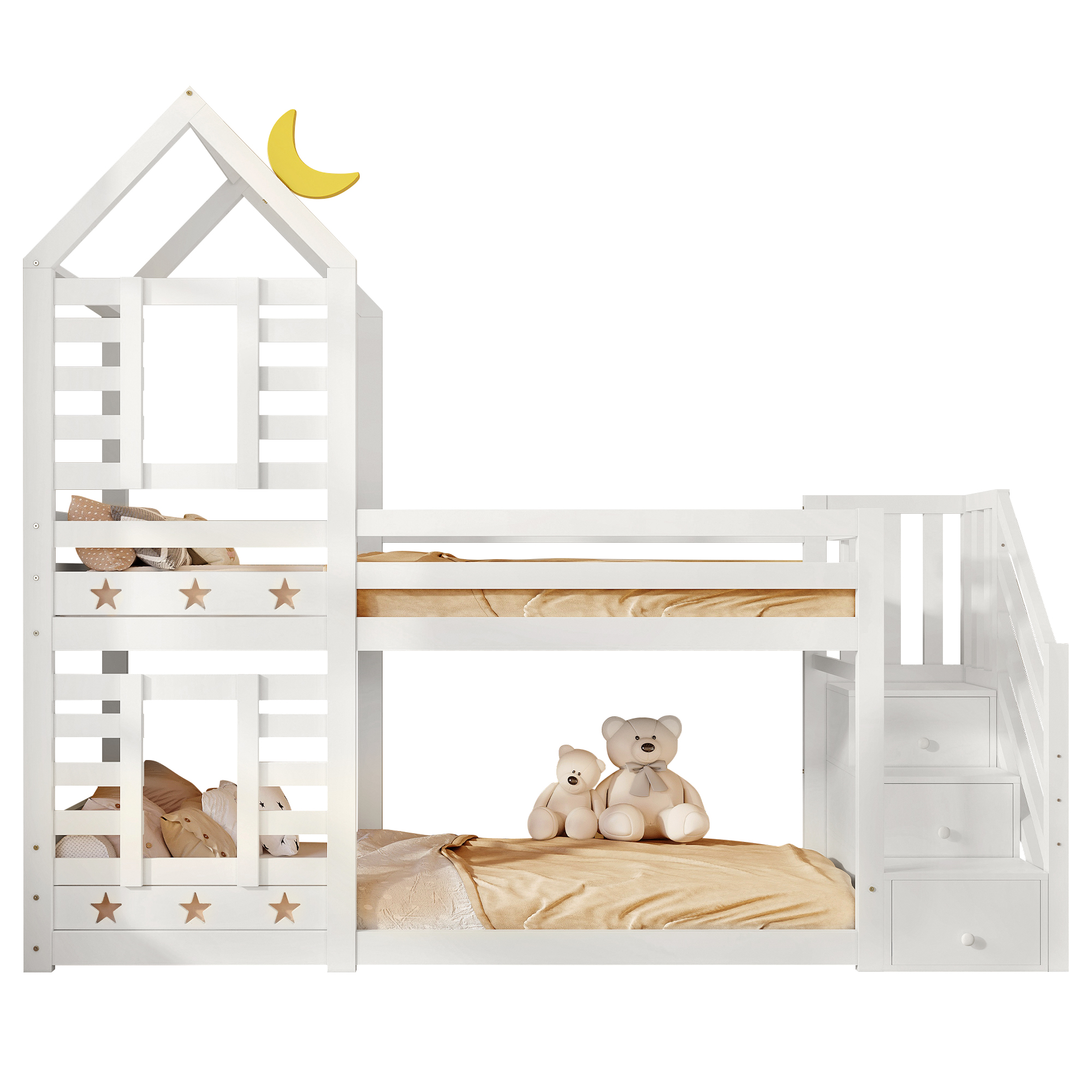 Lit enfant, avec tiroirs, 90 x 200 cm, bois, blanc - vue 4