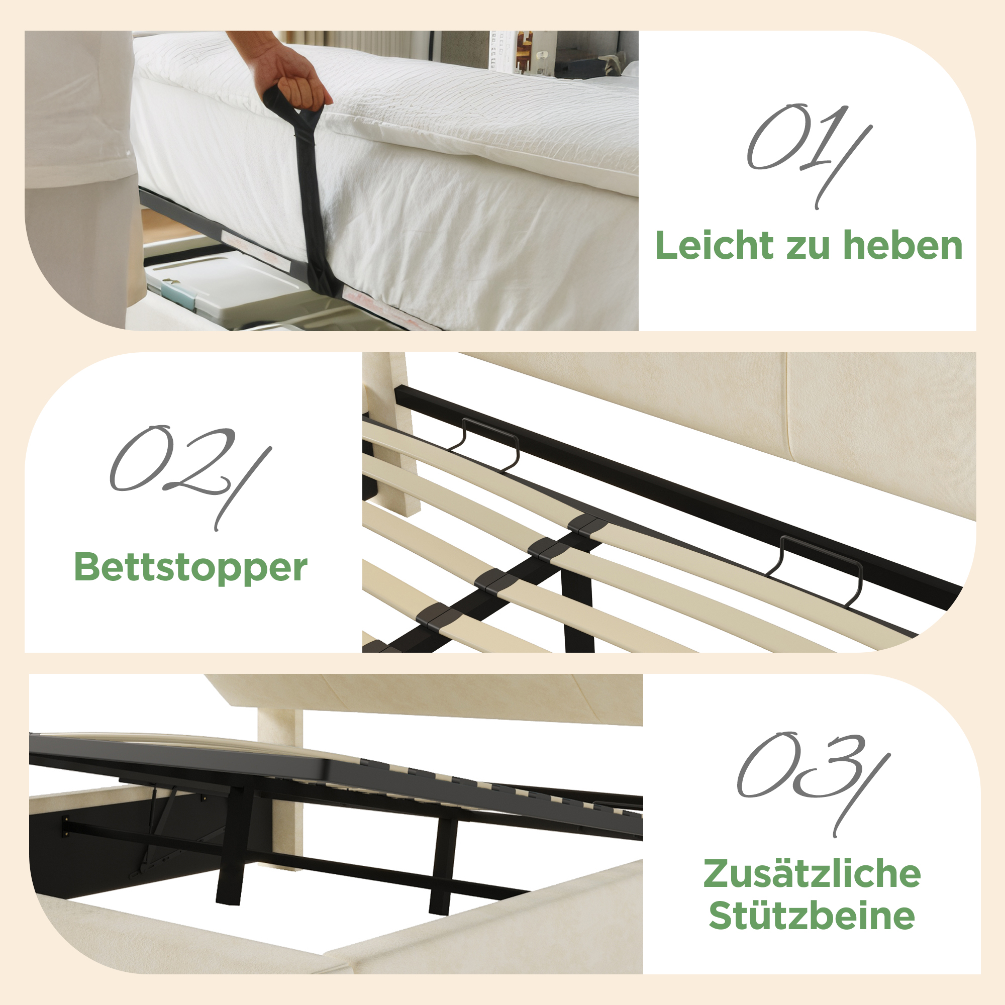 Polsterbett Doppelbett 140x200 cm mit höhenverstel