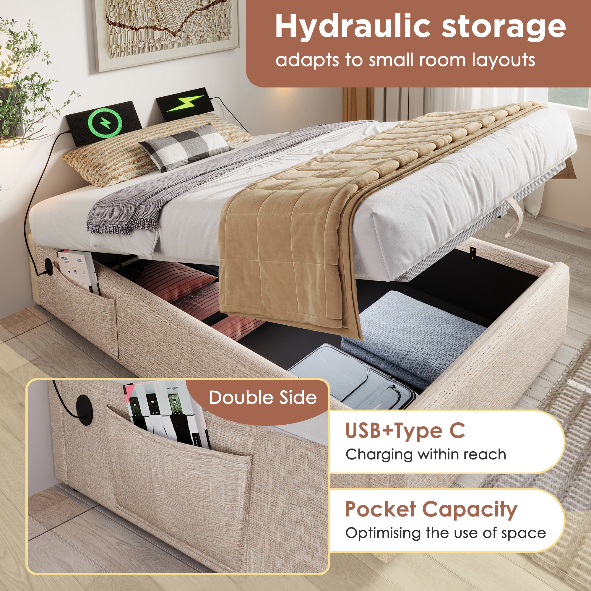 USB et poche latérale