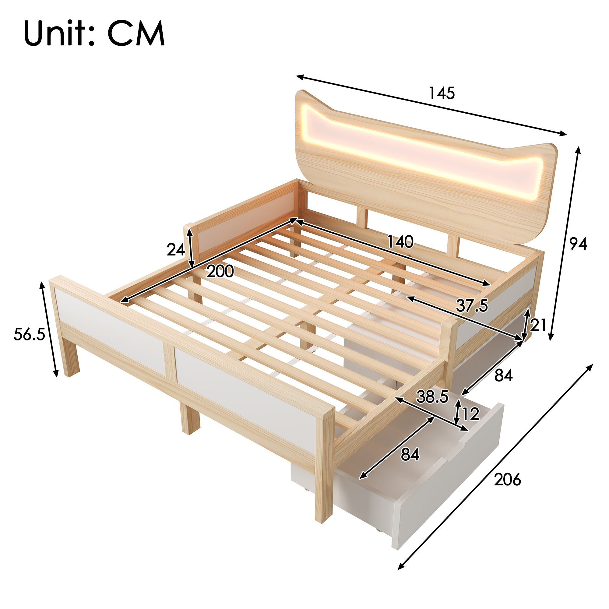 Plan dimensions lit chat 140x200