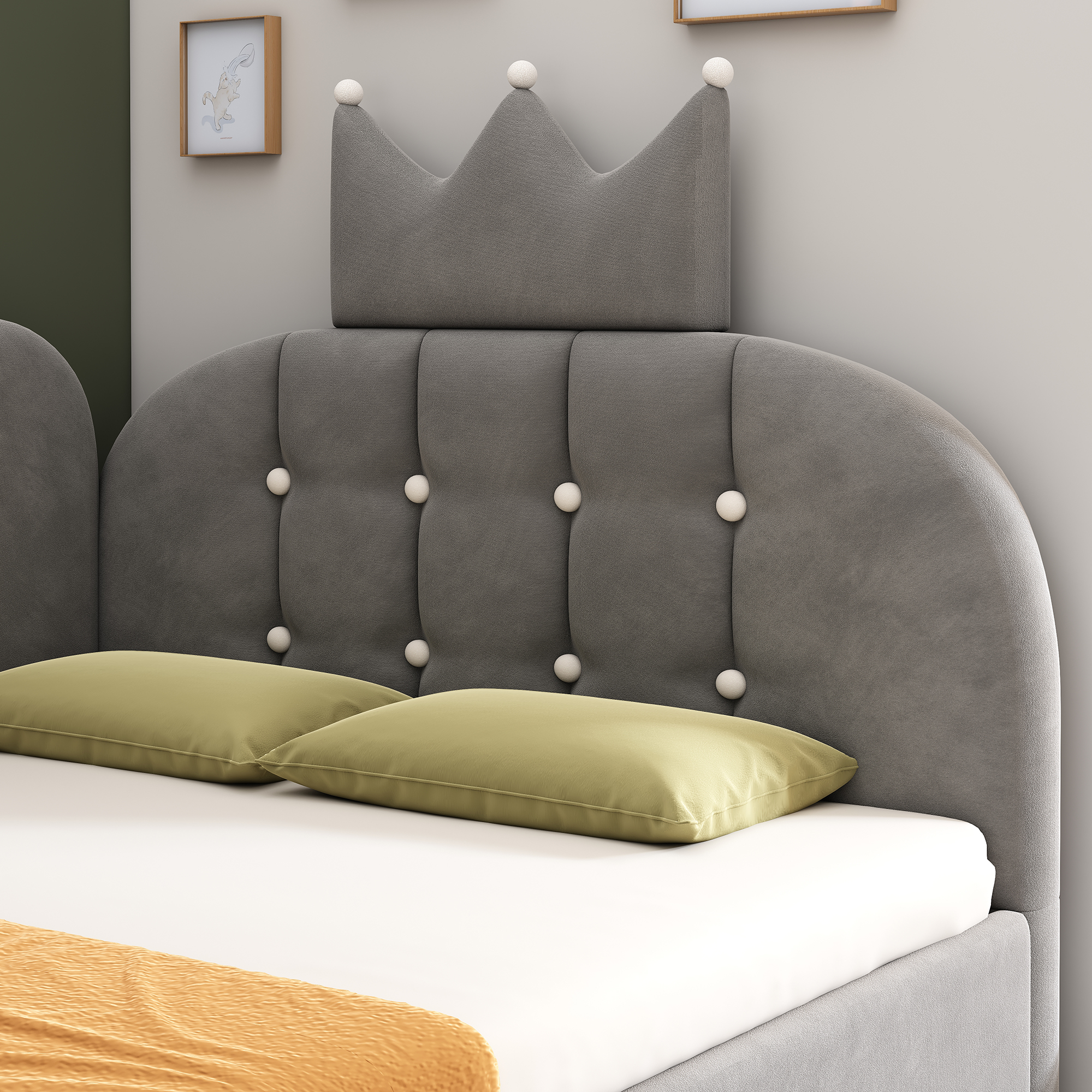 Lit banquette, 90 x 190 cm, velours, gris - vue 6