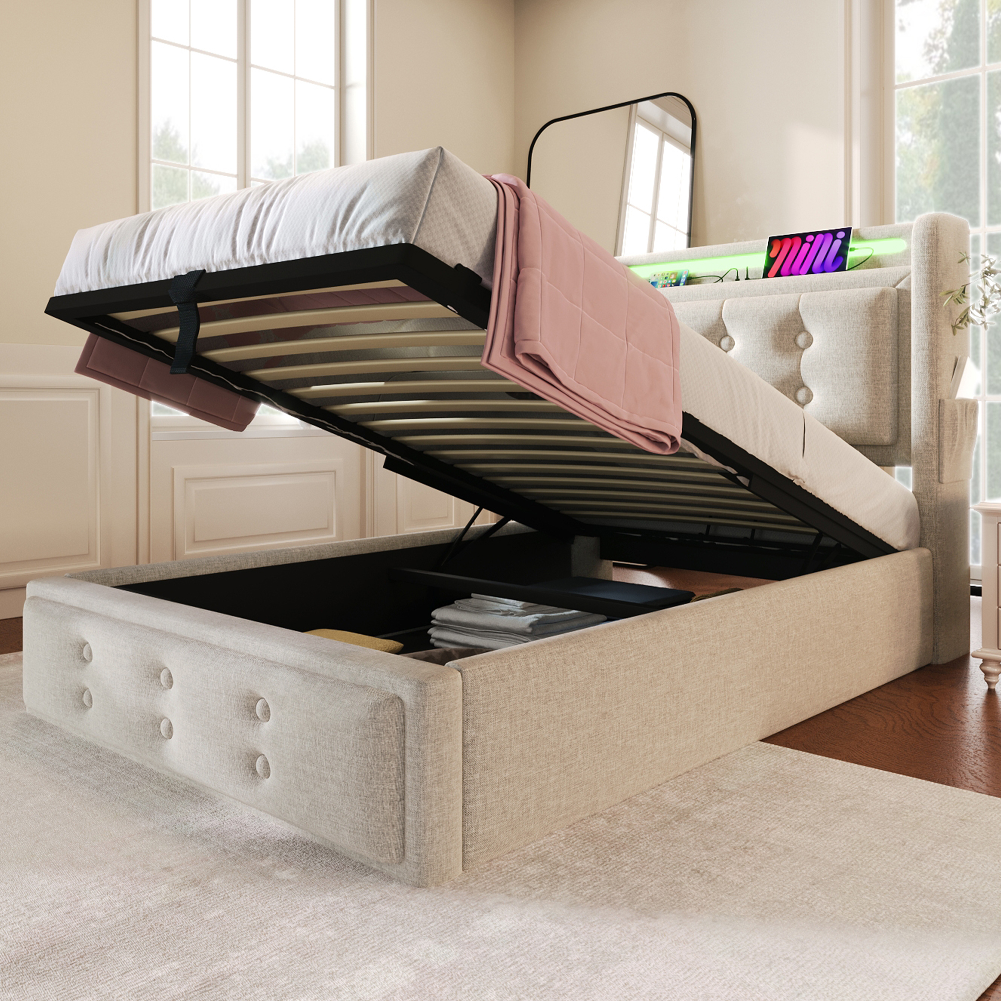 lattes relevables par bandes tissu