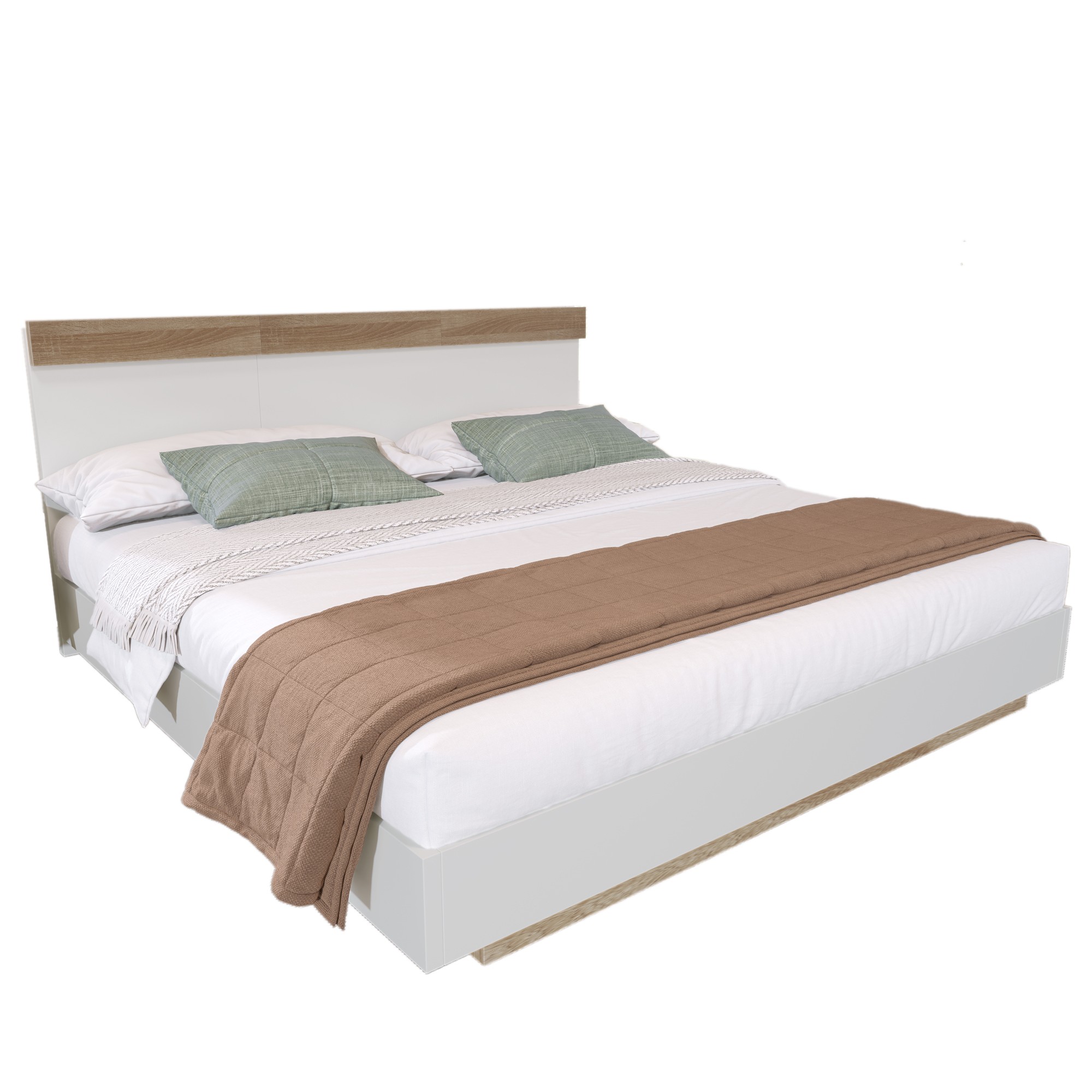 Doppelbett Holzbett Schwebebett mit Kopfteil aus B