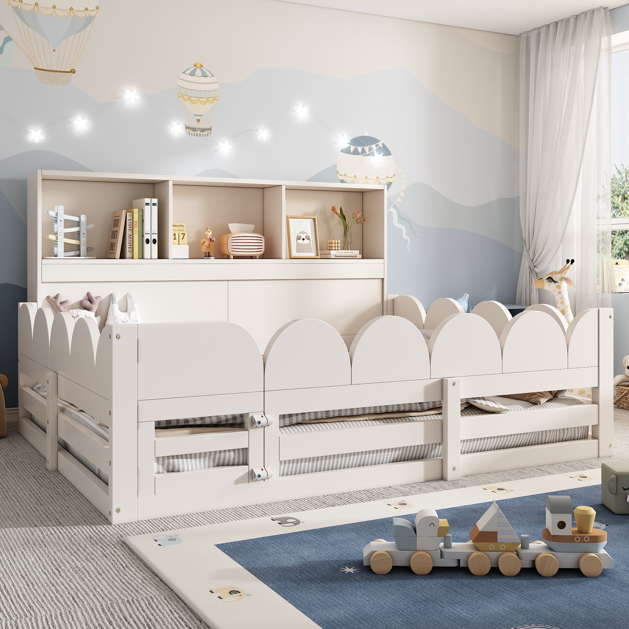 Lit enfant, 140 x 200 cm, bois, blanc - vue 5