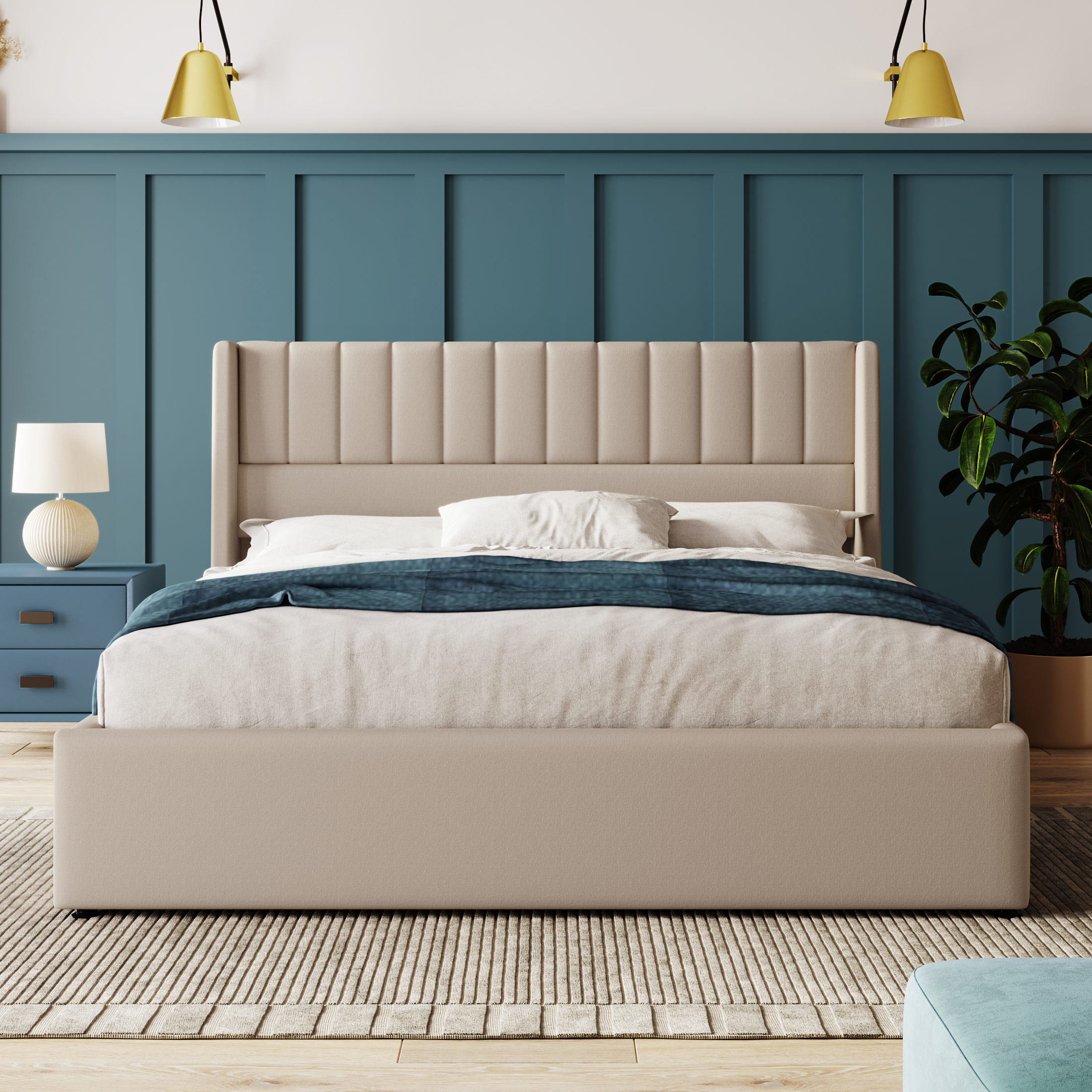 Lit Beige 140 x 200 cm 3