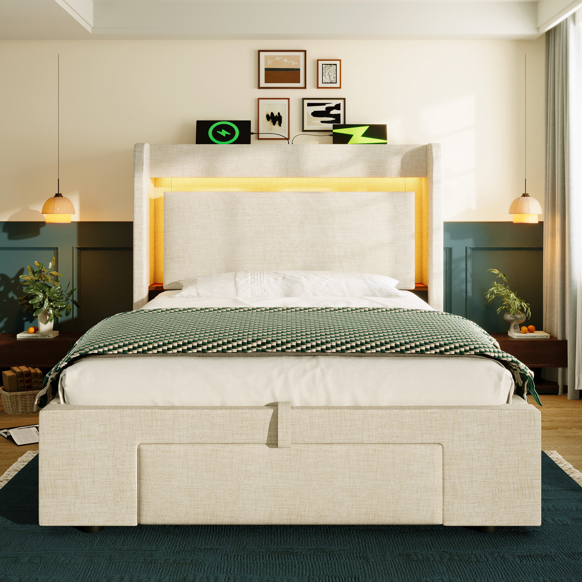 Lit dans un intérieur décoré avec goût