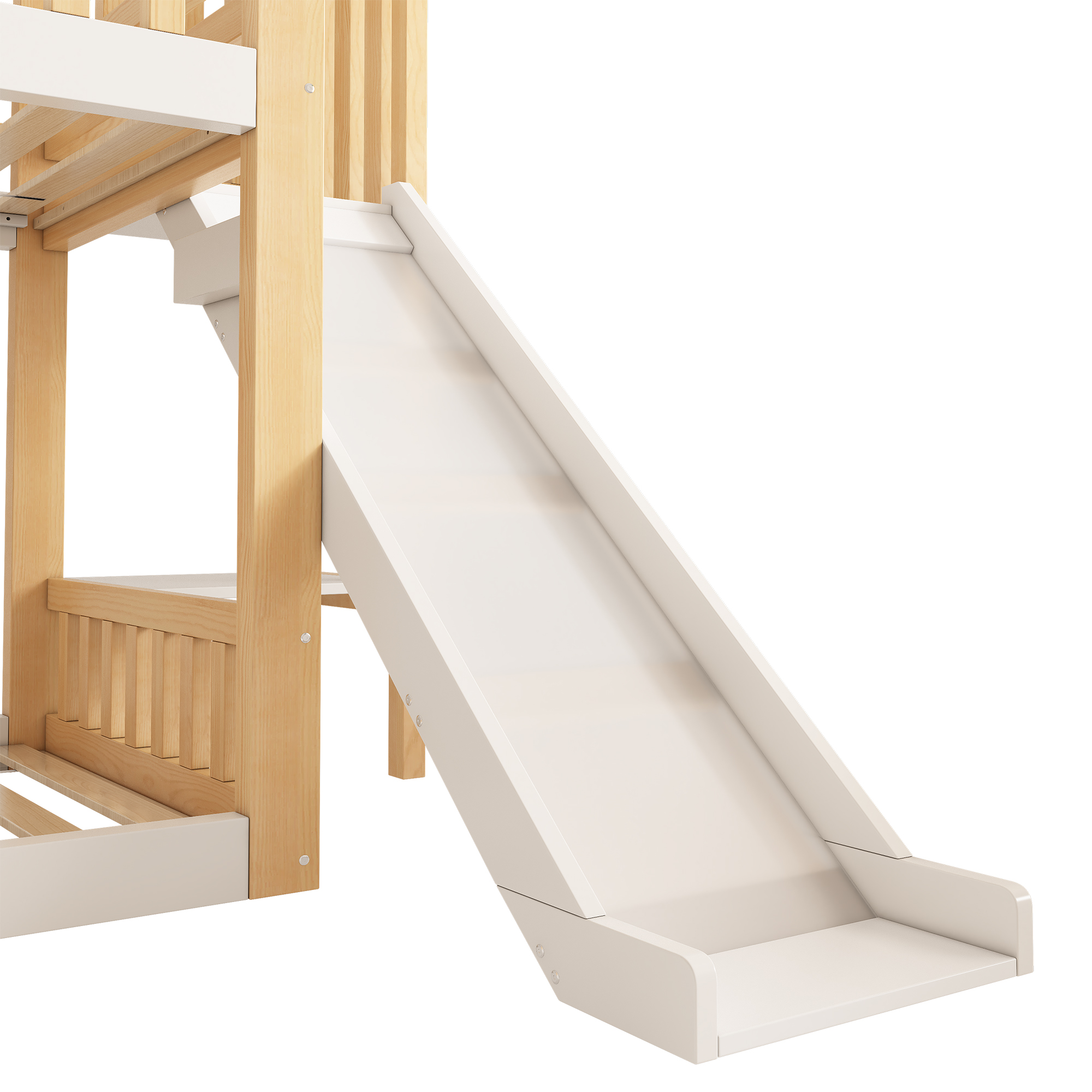 Etagenbett Kinder 90x200 mit Giebeldach Weiß&Natur