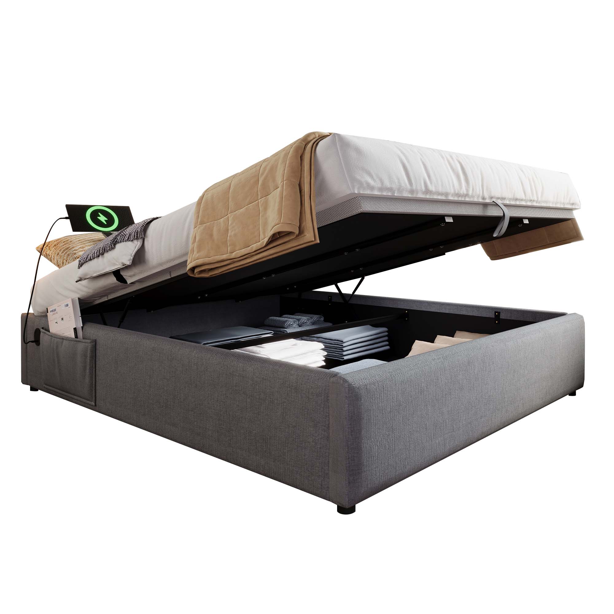 grand espace rangement sous lit