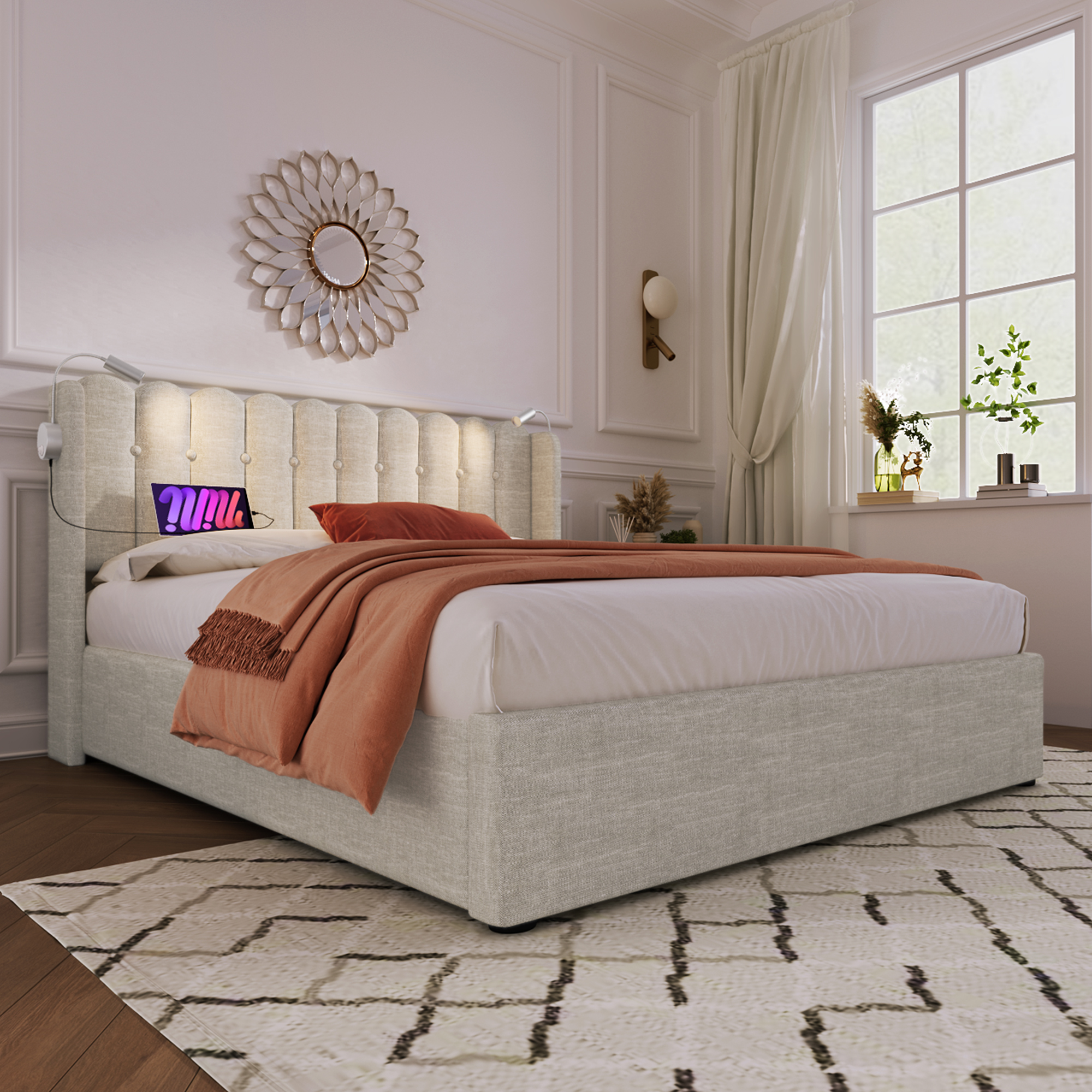 grand espace rangement sous lit