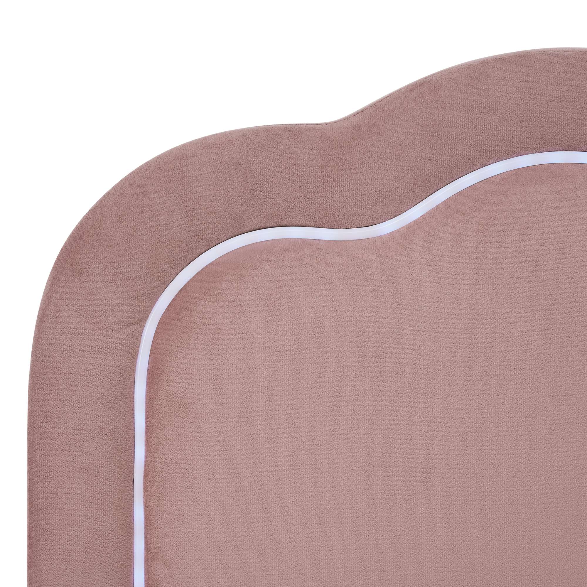 Cadre de lit, assise rembourrée, éclairage LED, tête de lit, 140 x 200 cm, velours, rose - vue 5