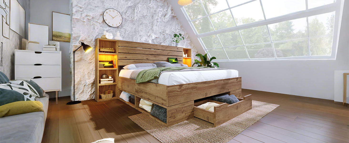 Détail du lit avec rangement