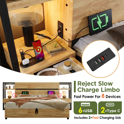 Station de charge USB et USB-C du lit double