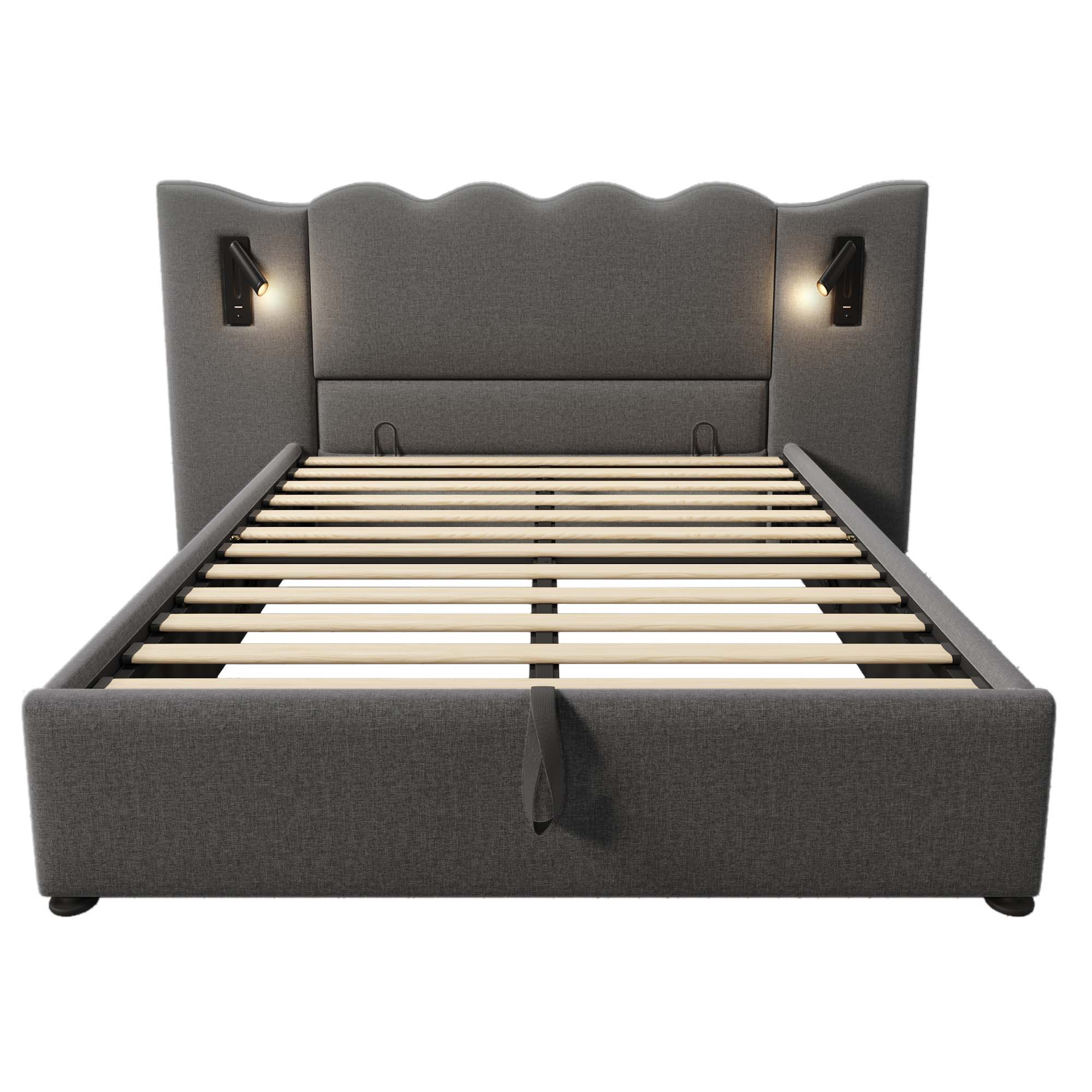 Polsterbett Doppelbett 160×200 mit Leselampe und U