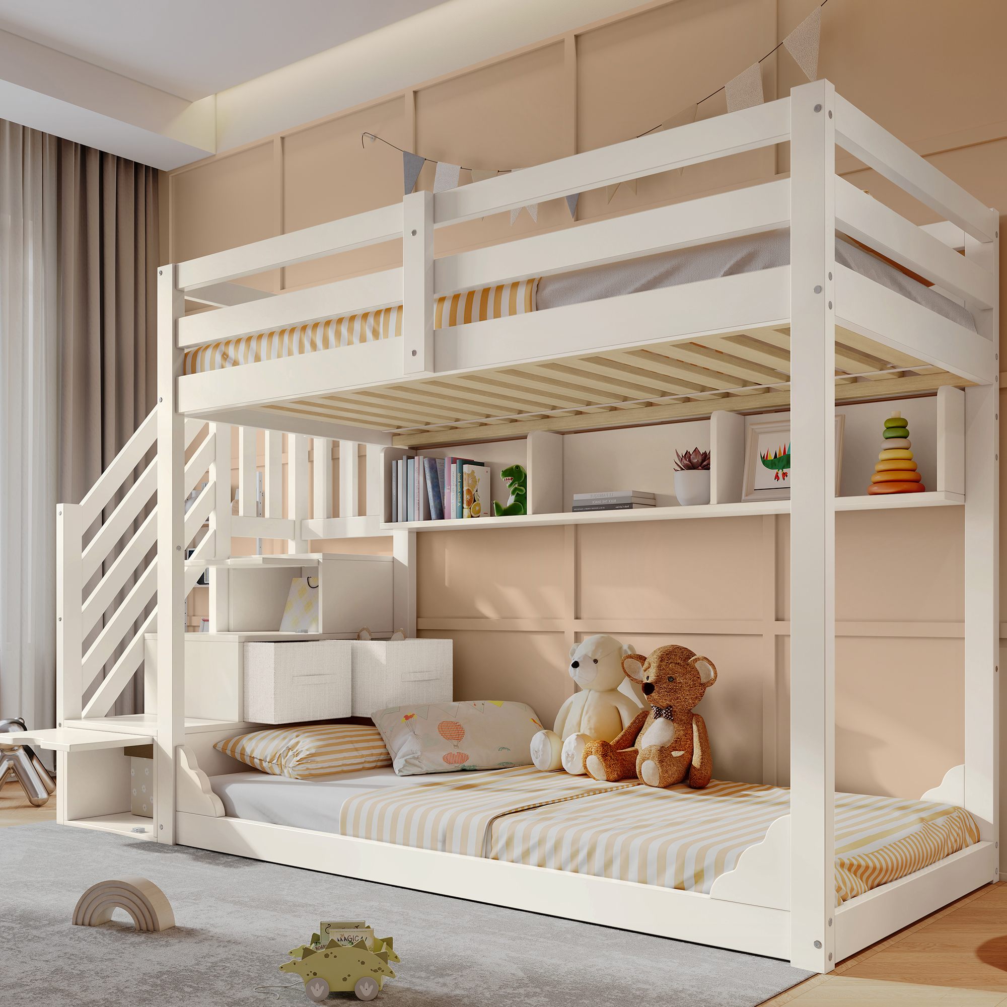 Lit enfant, 90 x 200 cm, bois, blanc - vue 3