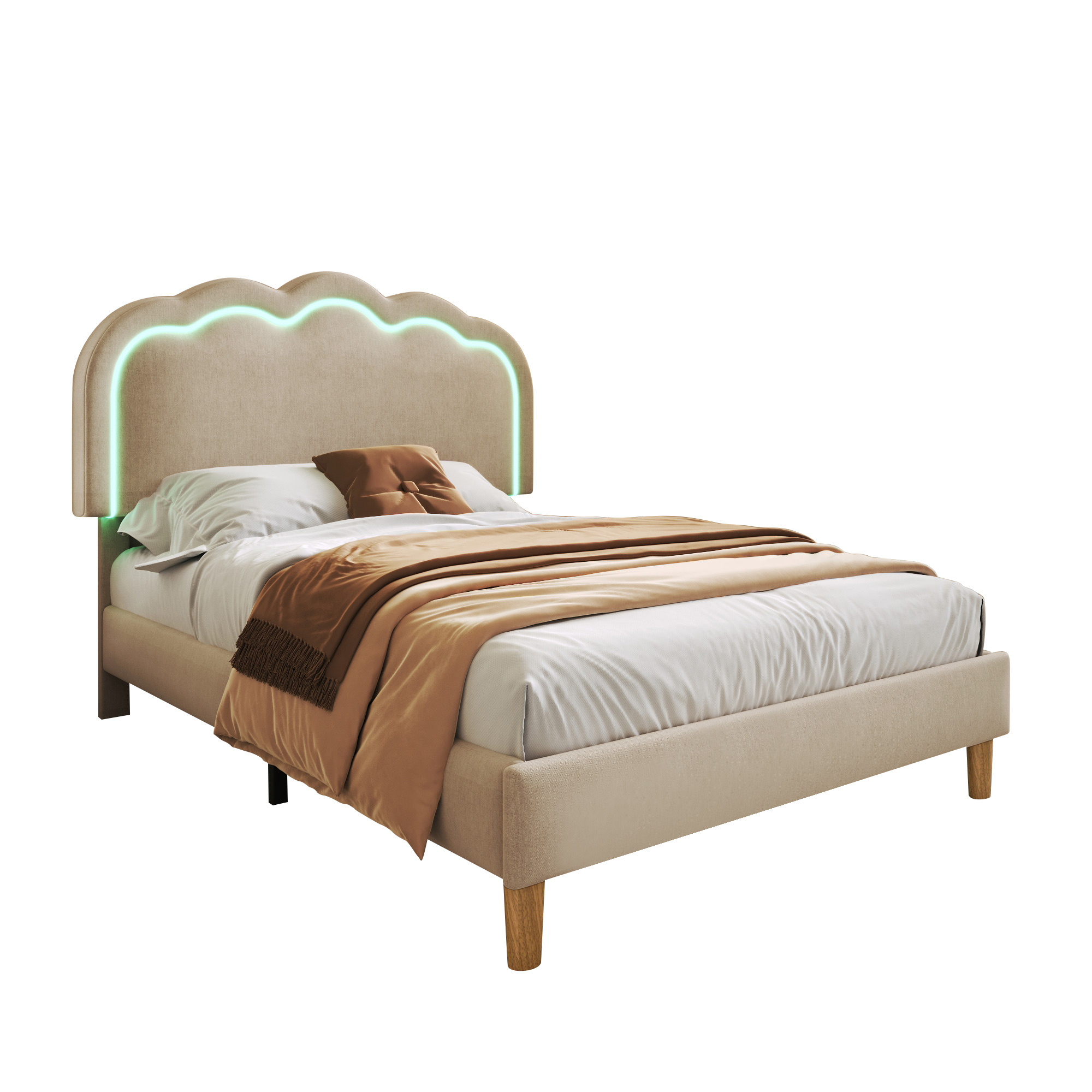 Polsterbett LED Einzelbett 90 x 200 cm, Bettgestel