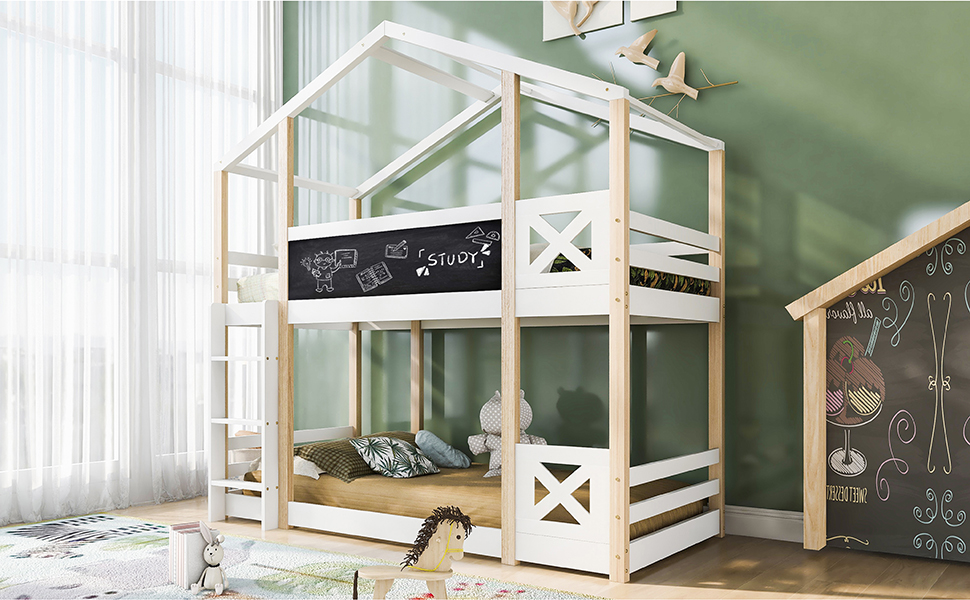 (=517234AAW )Kinderbett Baumhaus mit Rutsche & Lei