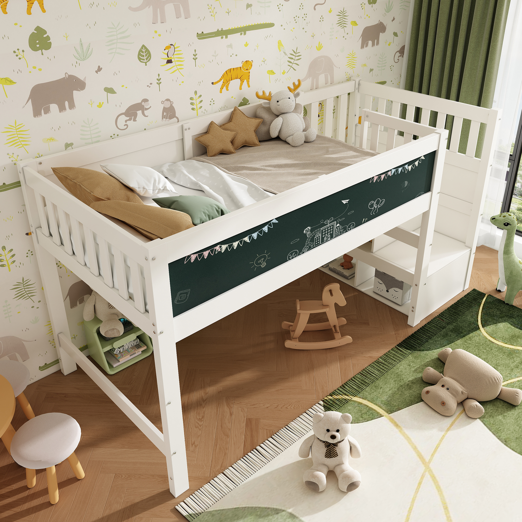 barrière transformable en tableau d’écriture interchangeable noir ou blanc pour dessins d’enfants