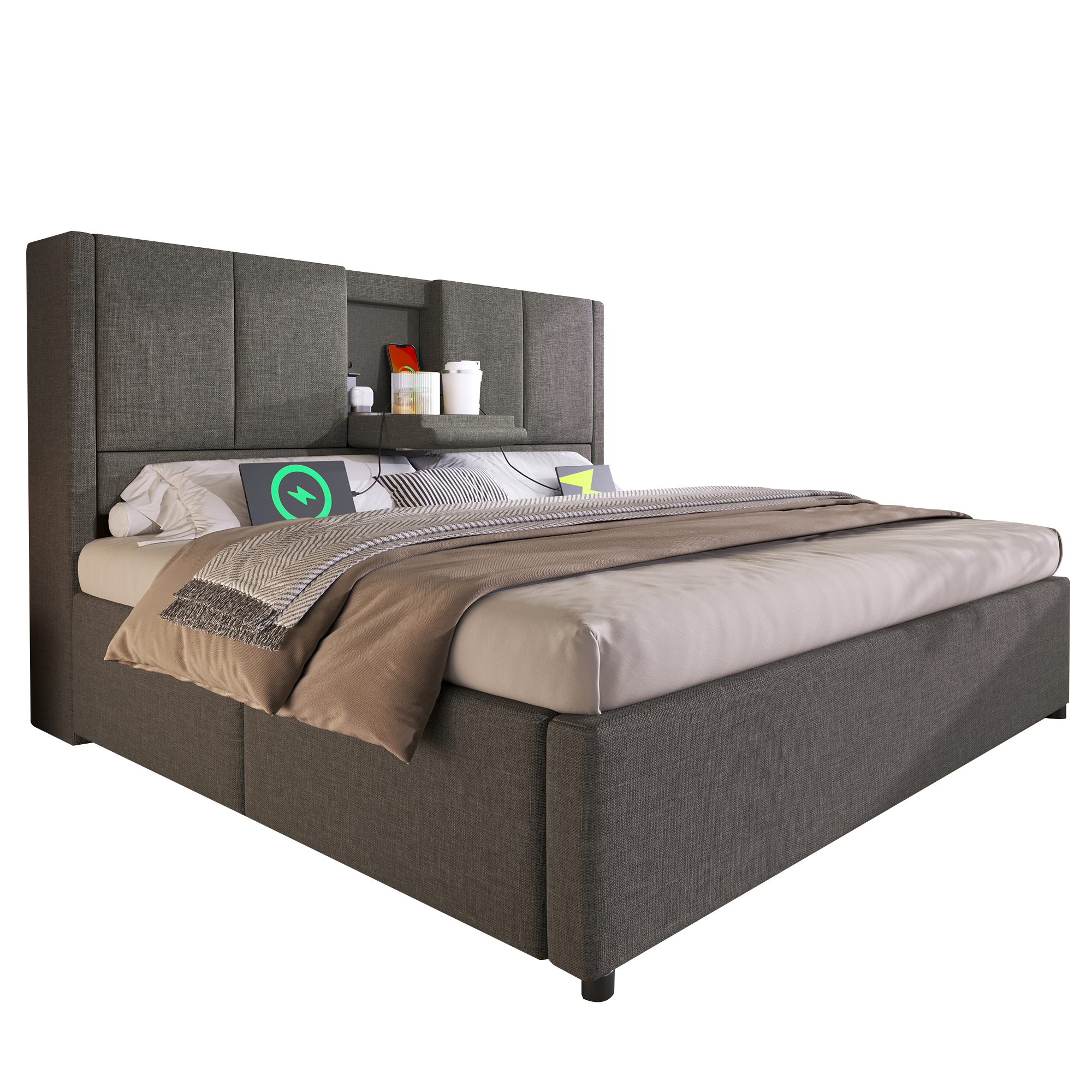 Polsterbett 140x200 cm Doppelbett mit verstecktem 