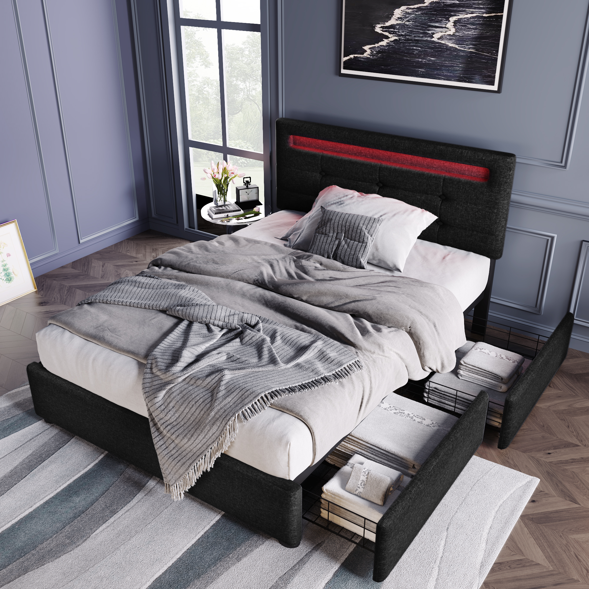 bandes antidérapantes sur les lattes pour éviter le déplacement du matelas